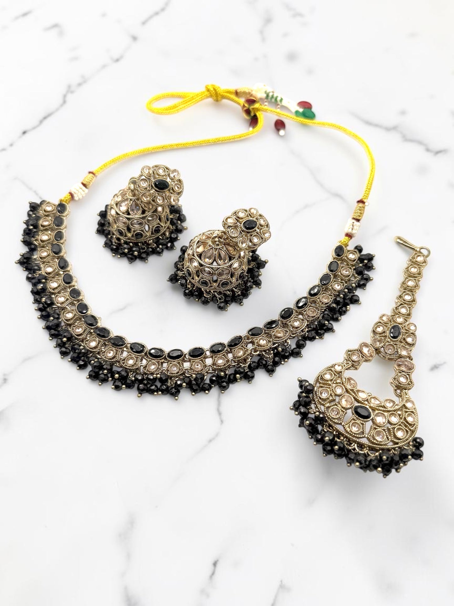 Rajni रजनी Polki Set in Black