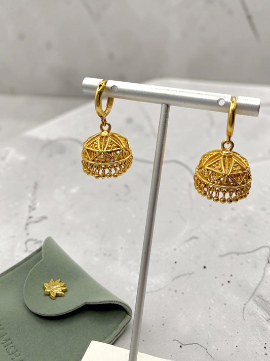 Malaavika मालविका Oversized 18k Gold Plated Jhumkay