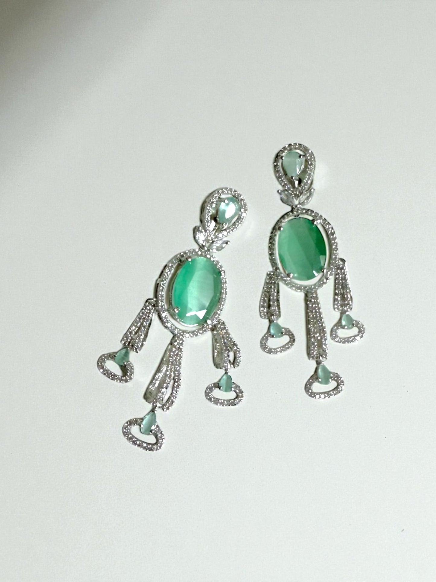 Isra إسراء American Diamond Earrings in Mint