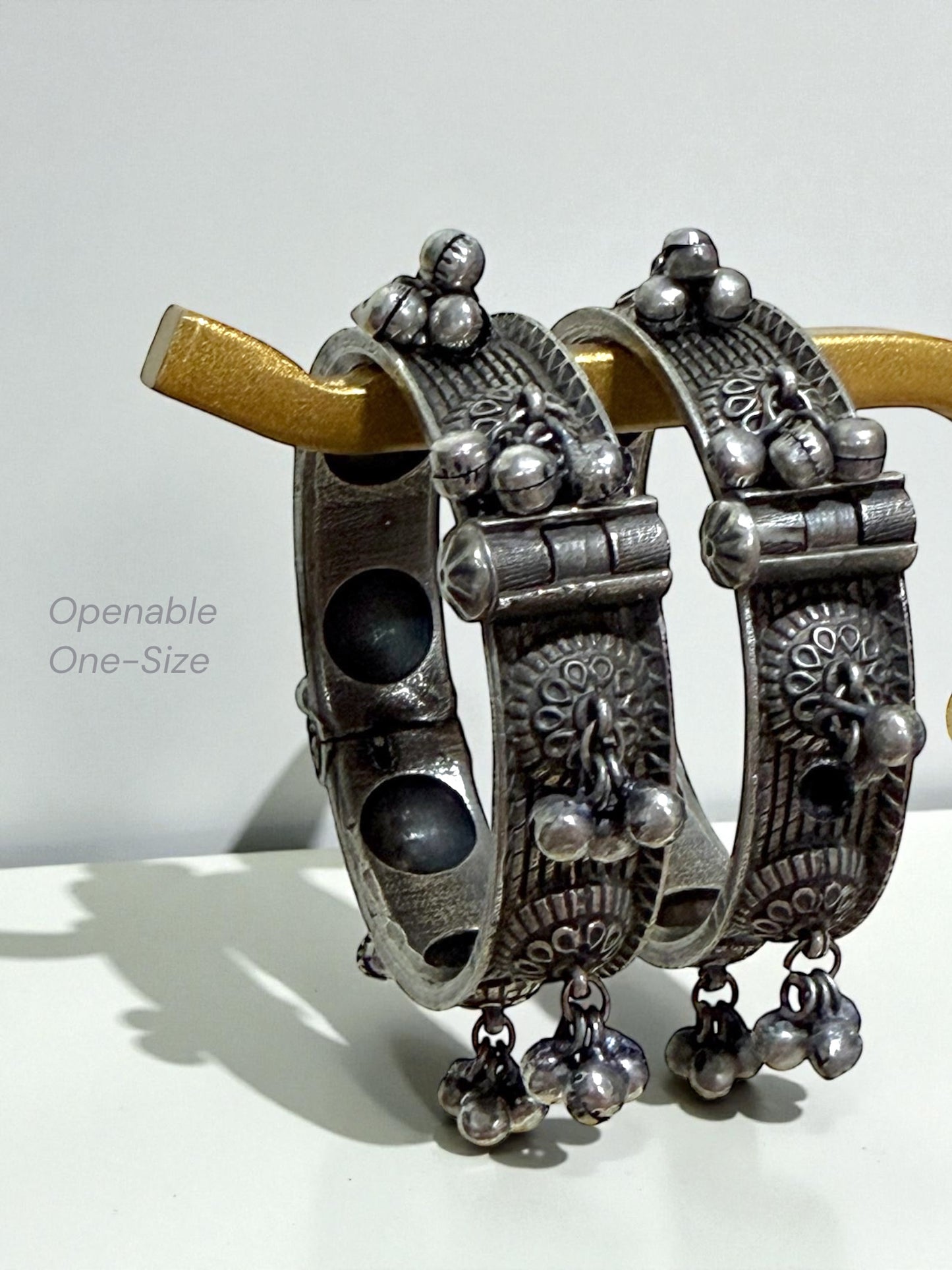 Anushka — अनुष्का Silver Plated Oxidized Kada Pair - Openable and One-Size