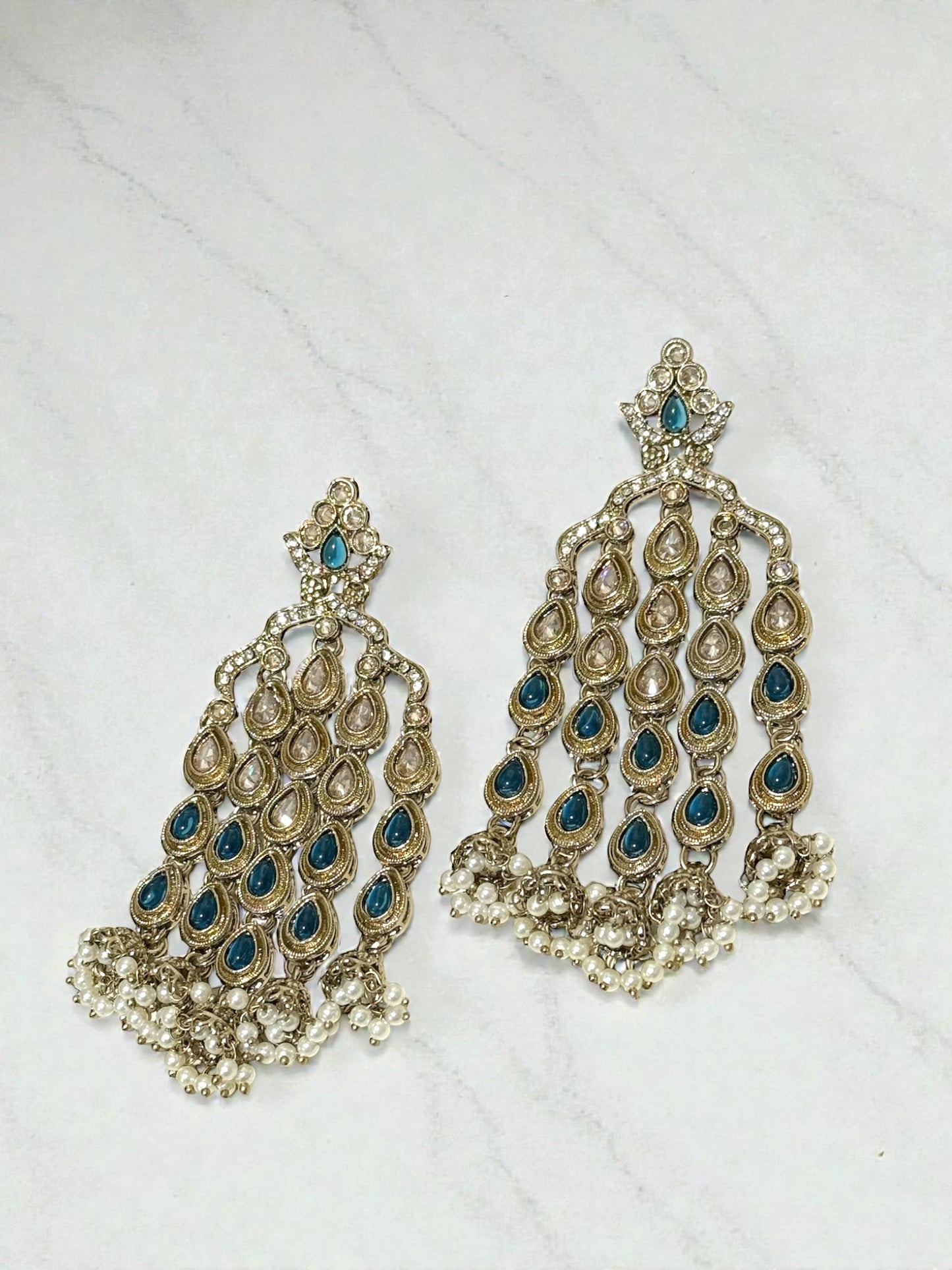 Komal कोमल Polki Earrings in Blue