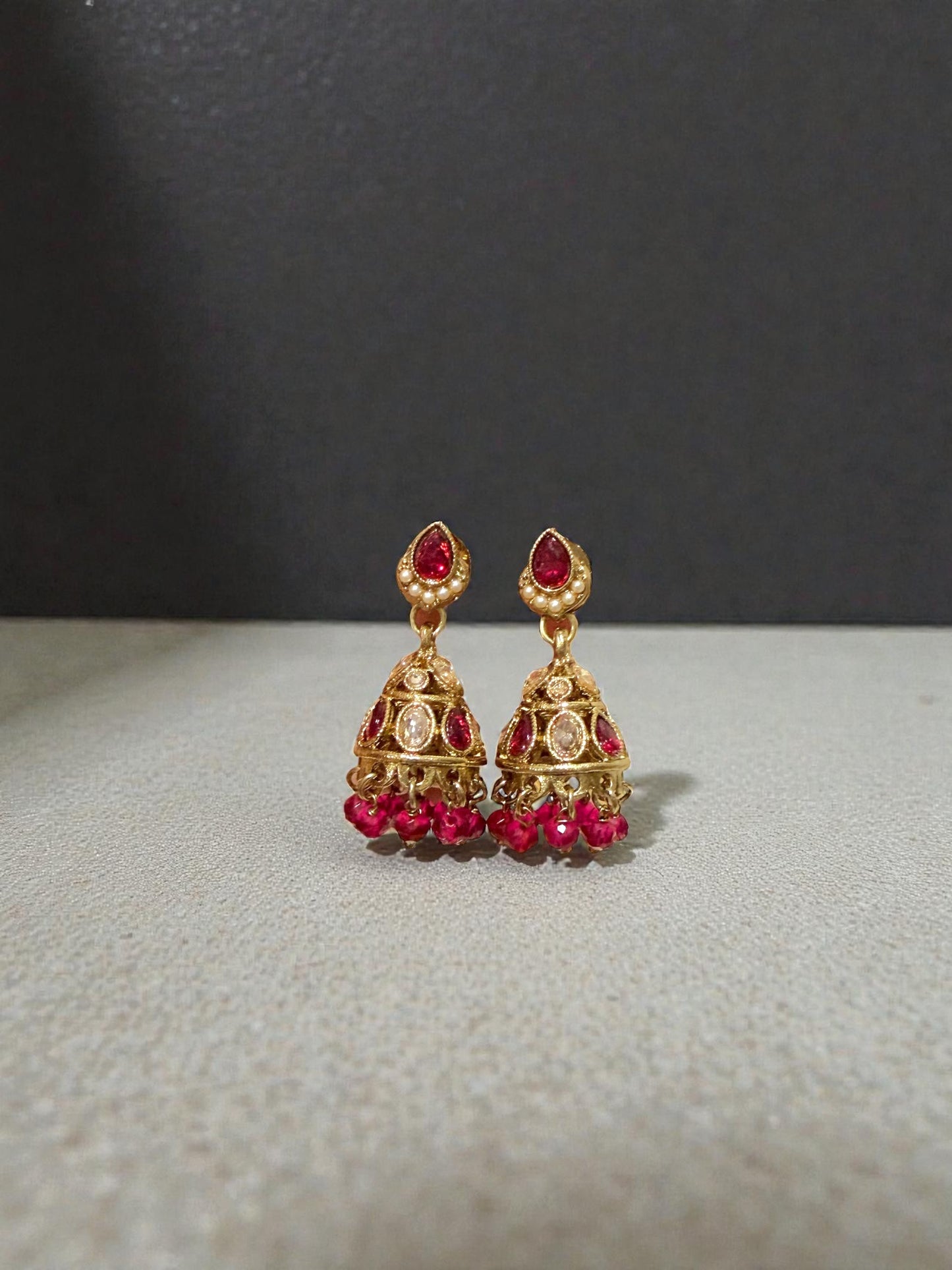 Kusum कुसुम Mini Jhumkay in Hot Pink