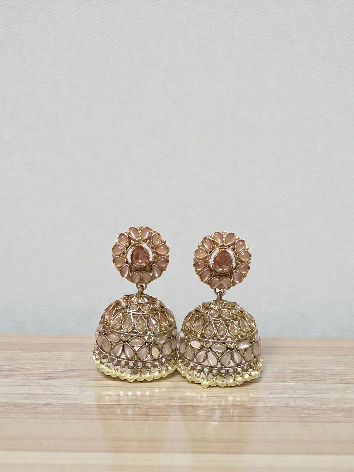 Mishika मिशिका Polki Jhumkay in Pink