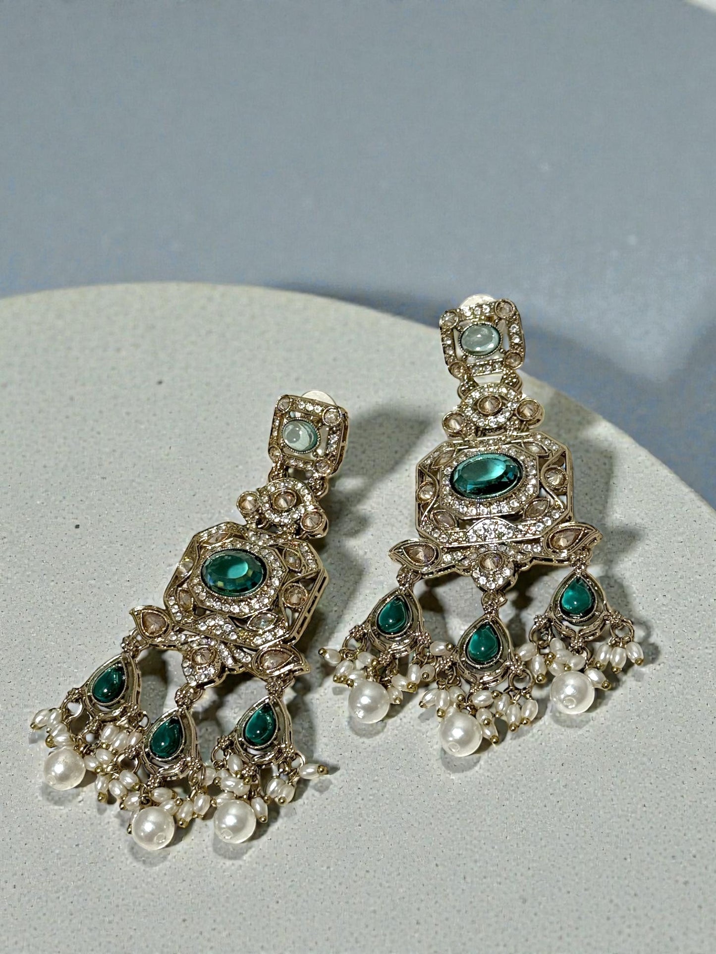 Archana अर्चना Polki Earrings in Teal