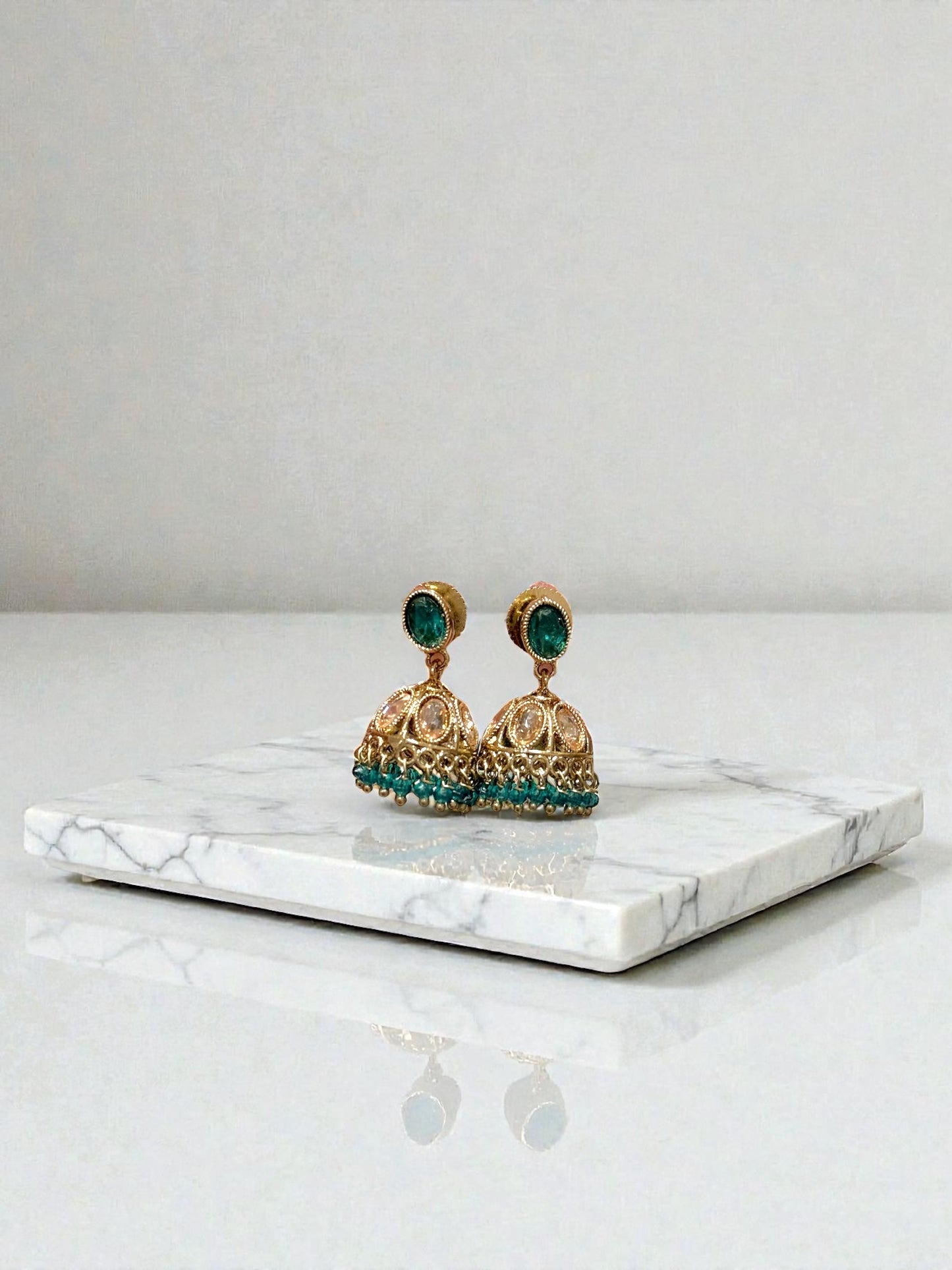 Hema हेमा Mini Jhumkay in Teal