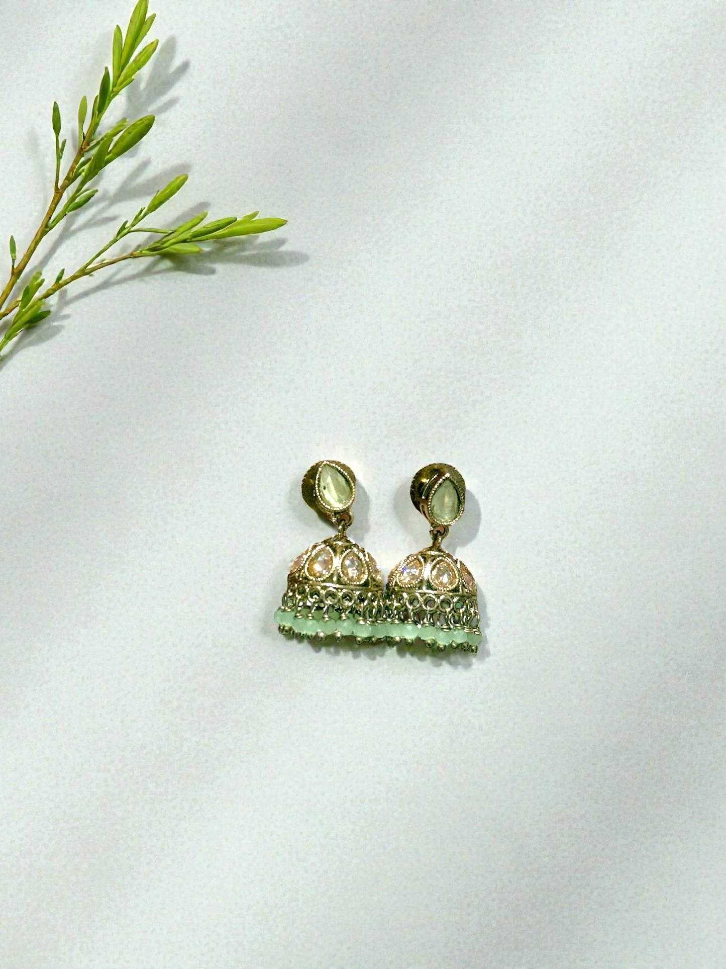 Sunita सुनीता Mini Jhumkay in Mint