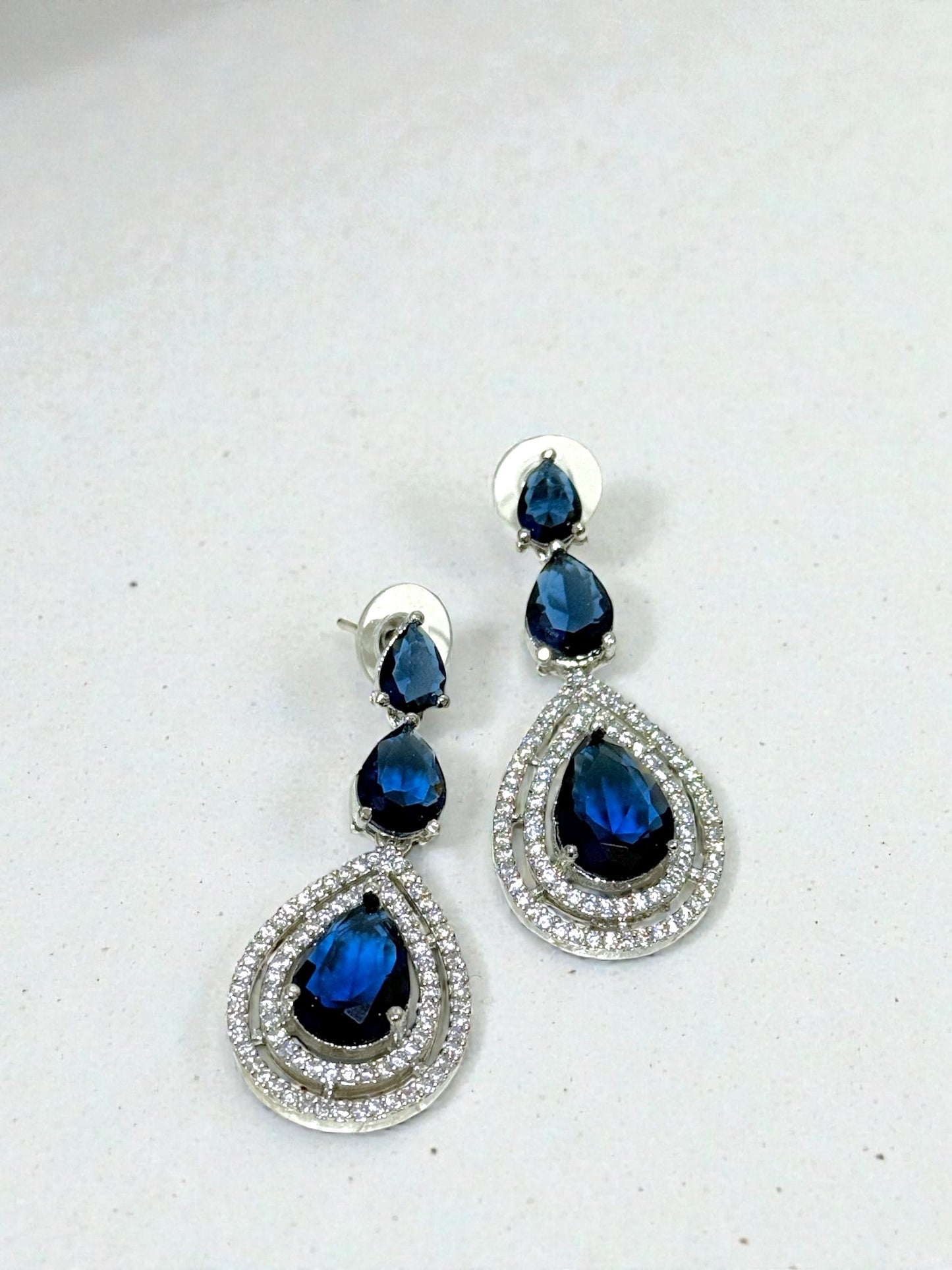 Seema सीमा American Diamond Earrings in Blue
