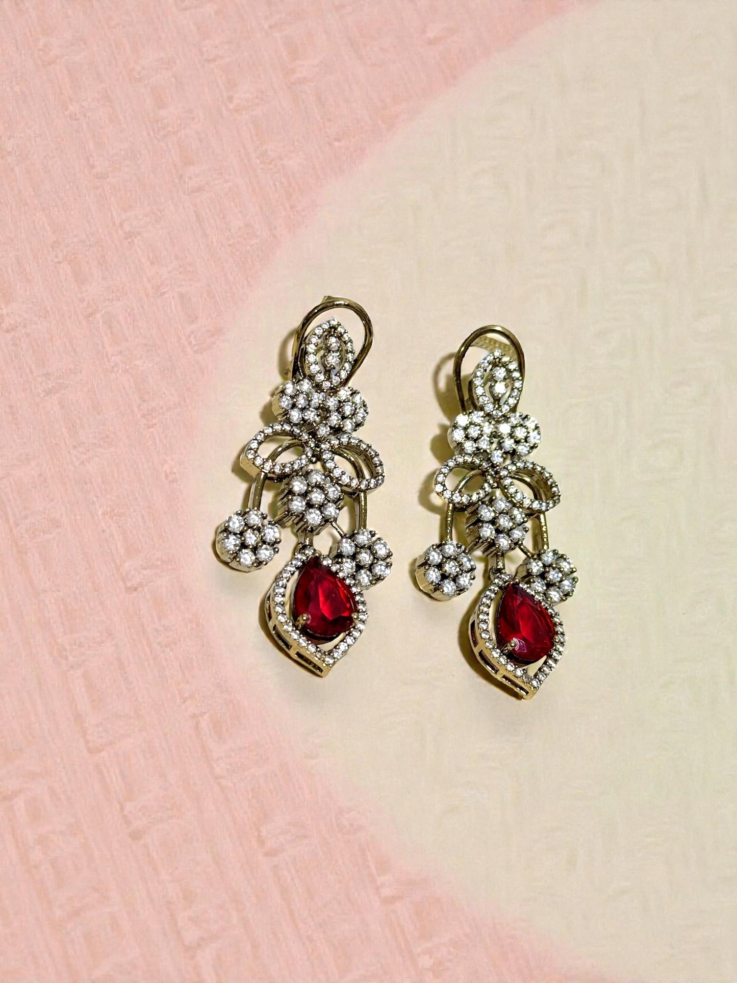 Rima रीमा American Diamond Set in Red over Gold