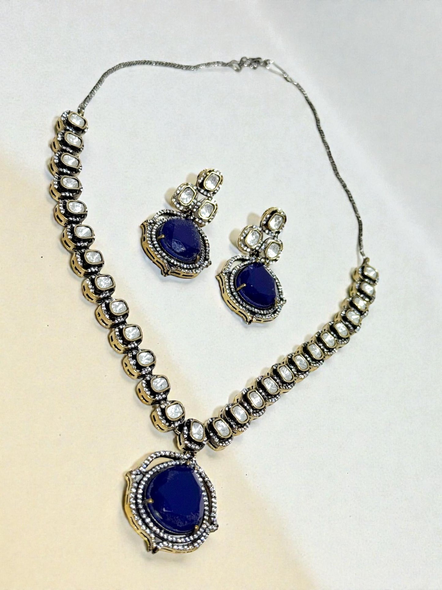 Himani हिमानी Gold Plated Kundan Doublet Stone Set in Blue