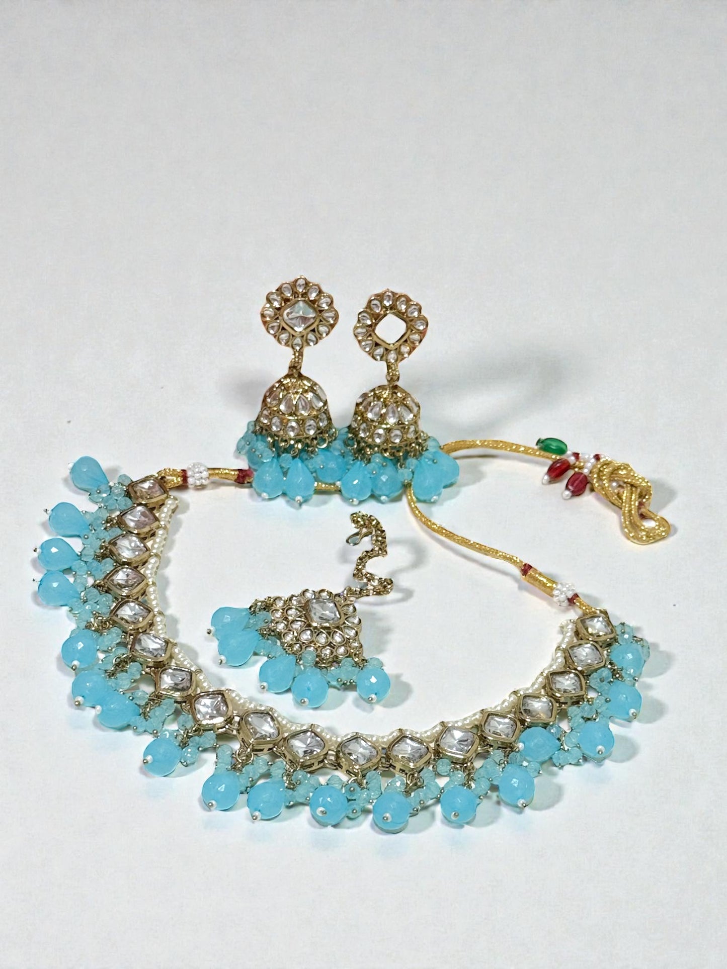 Drishti दृष्टि Kundan Set in Sky Blue