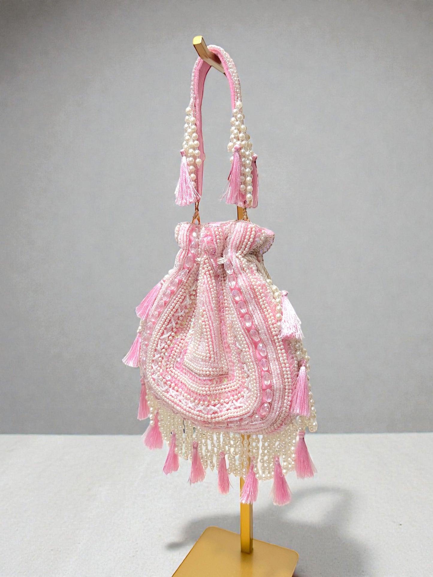 Dolly डॉली Beaded Potli Bag in Pink