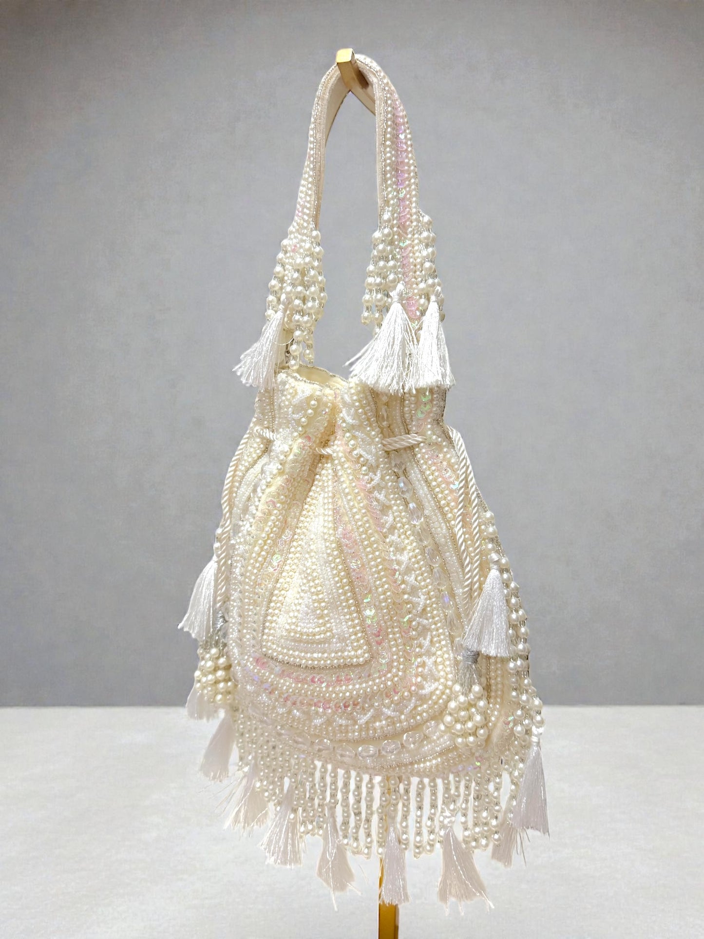 Dolly डॉली Beaded Potli Bag in Cream
