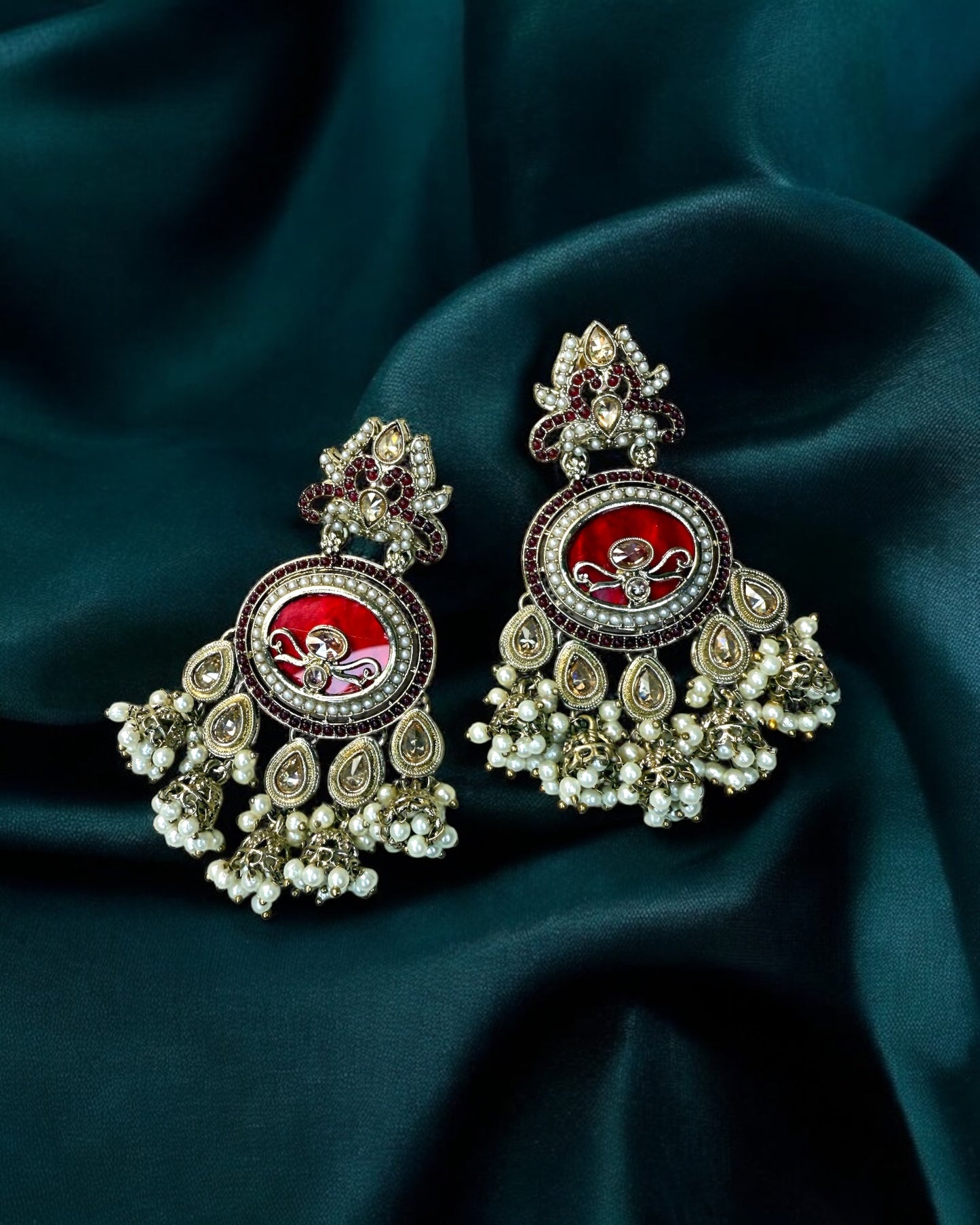 Alya عليا Polki Earrings in Red