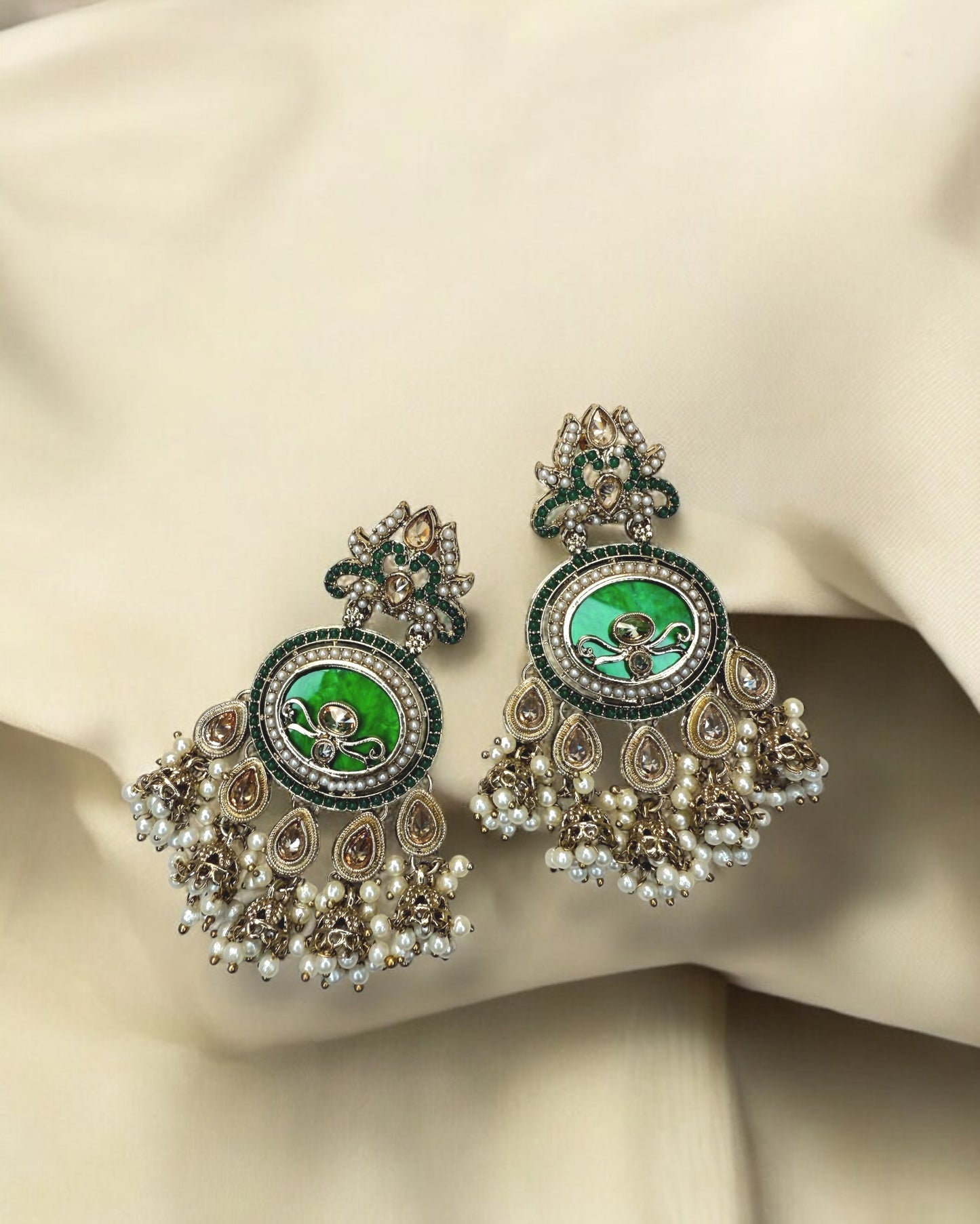 Alya عليا Polki Earrings in Green