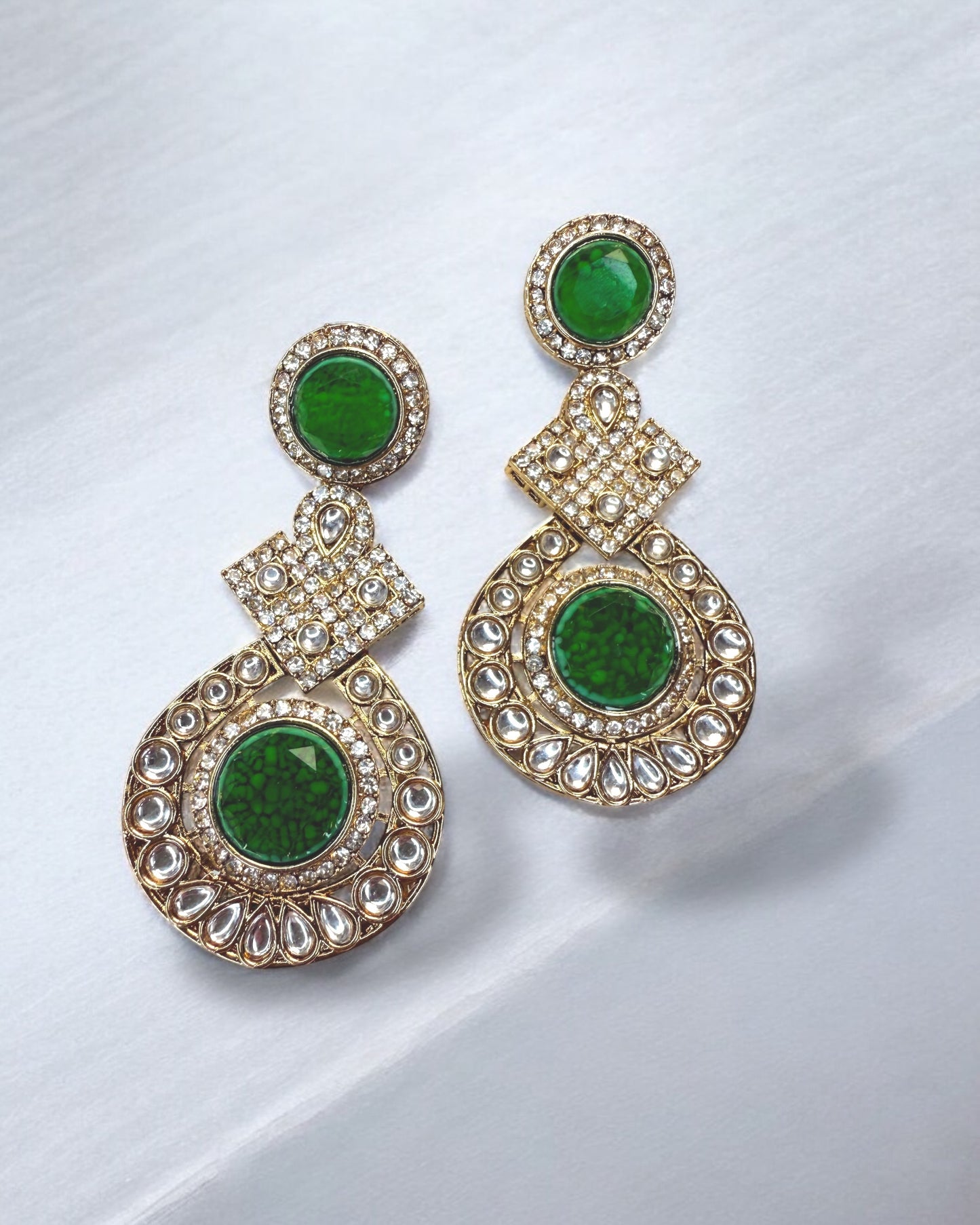 Salma سلمى Kundan Earrings in Green