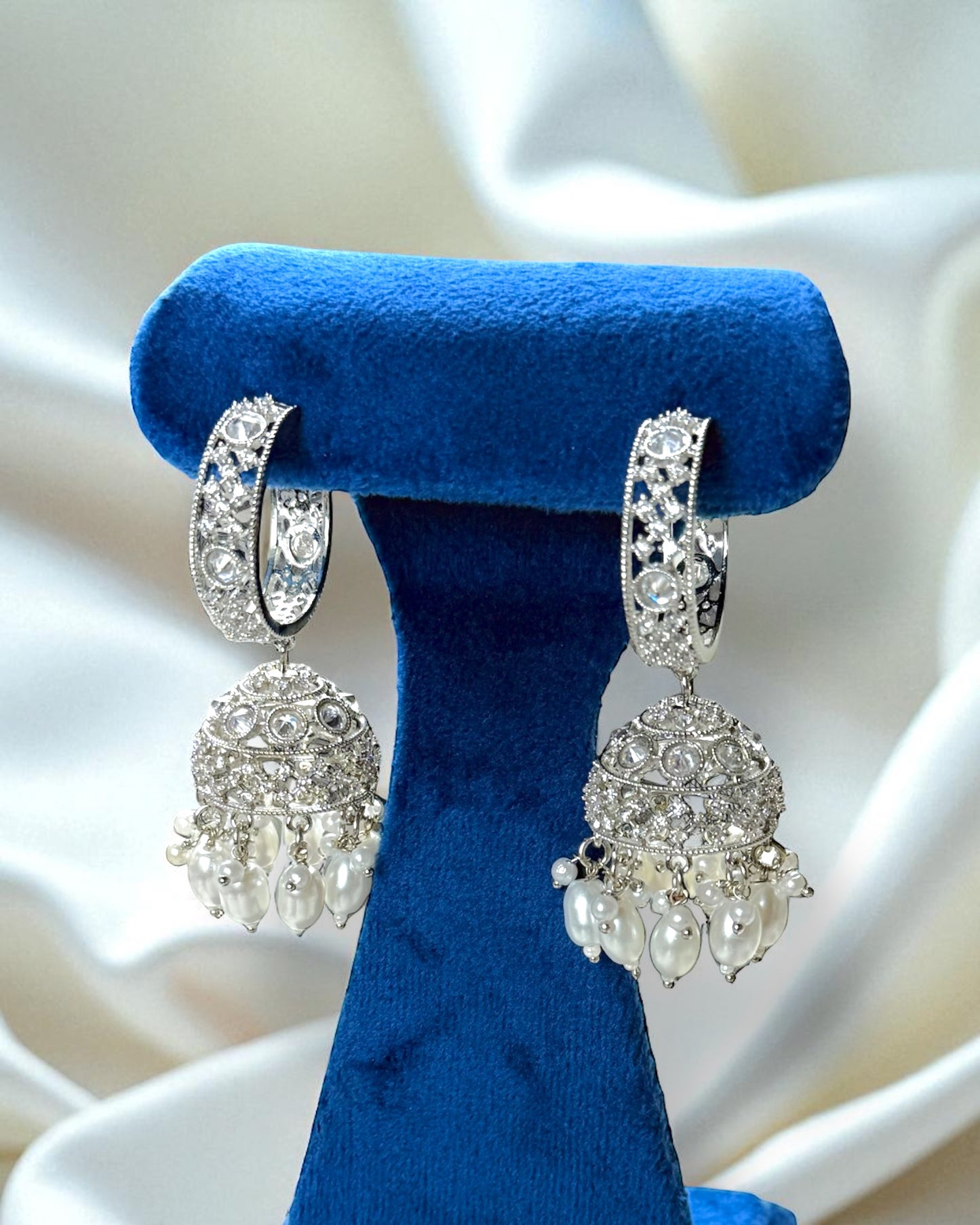Kavya काव्या Polki Jhumkay Hoops in Silver