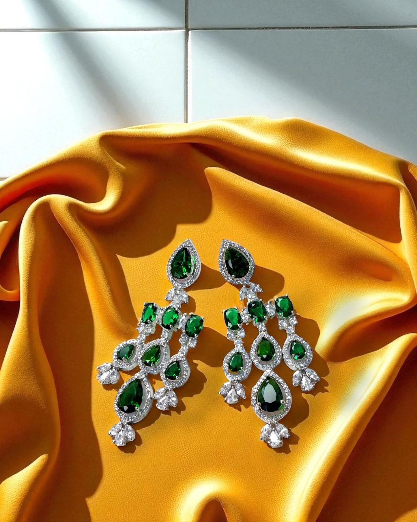 Meher मेहर American Diamond Set in Green