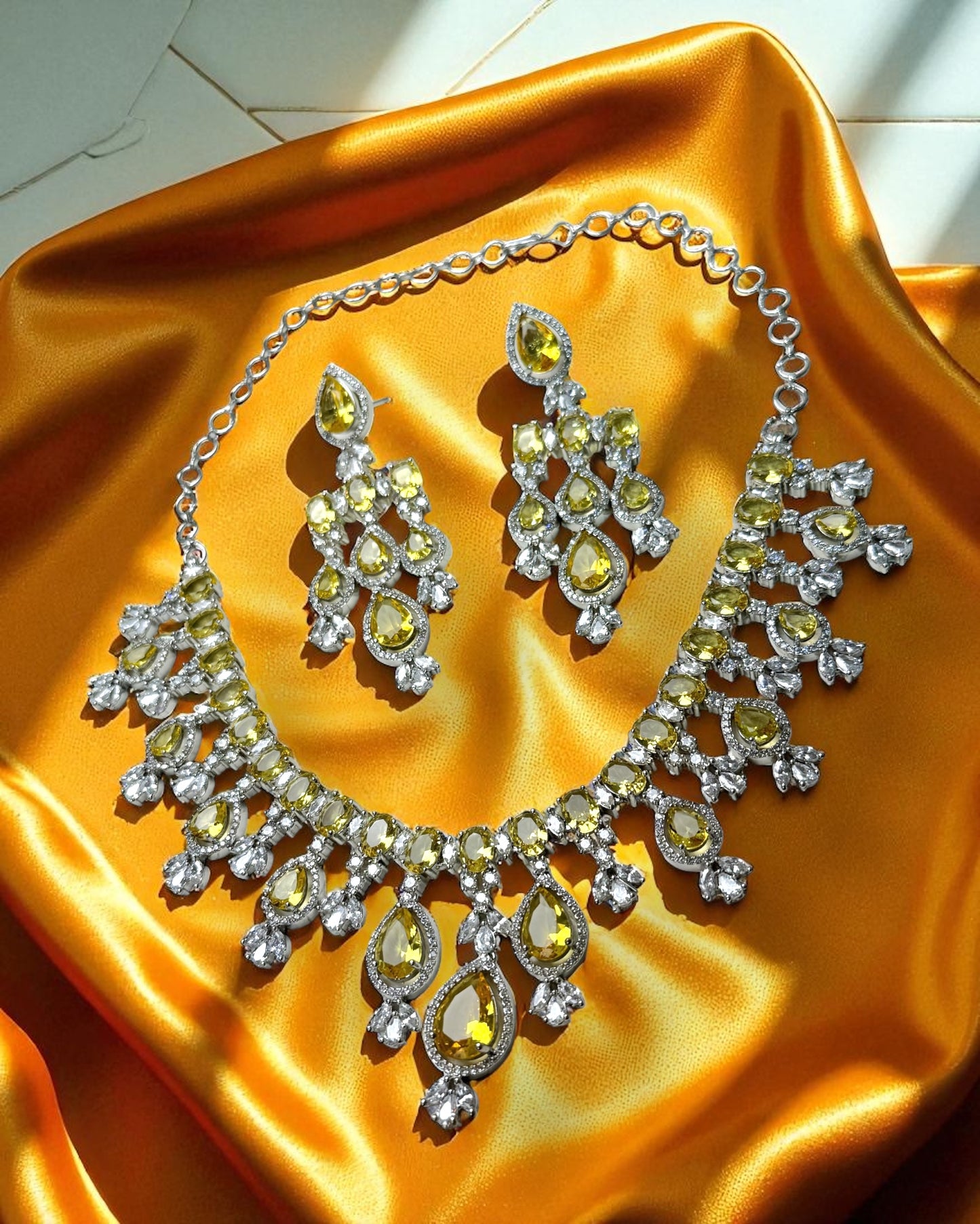 Meher मेहर American Diamond Set in Yellow