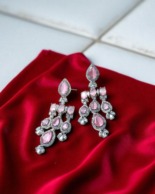 Meher मेहर American Diamond Set in Pink