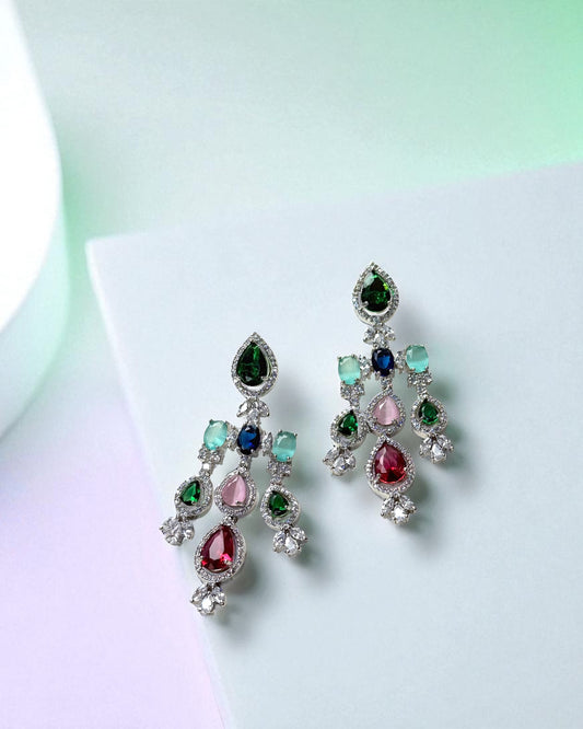 Meher मेहर American Diamond Set in Multicolor