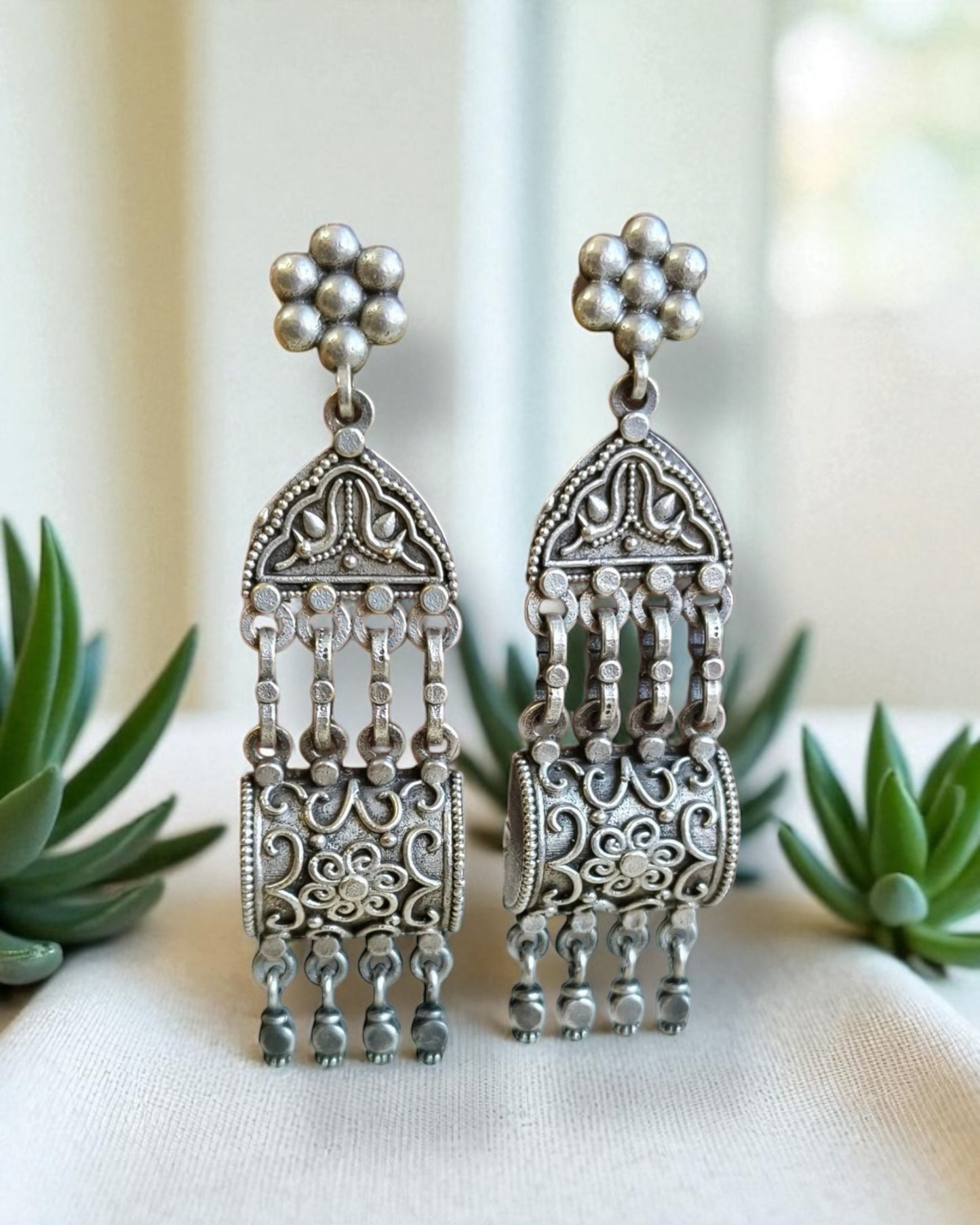 Zoya زویا Silver Plated Oxidized Earrings