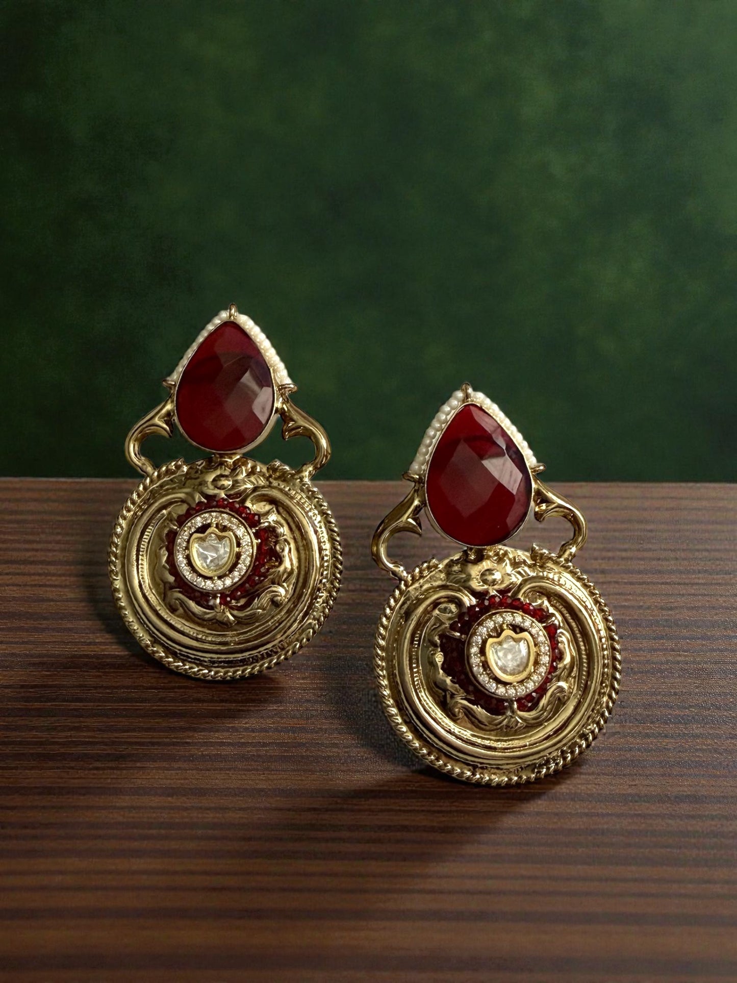 Manasi मानसि Fusion Earrings in Maroon