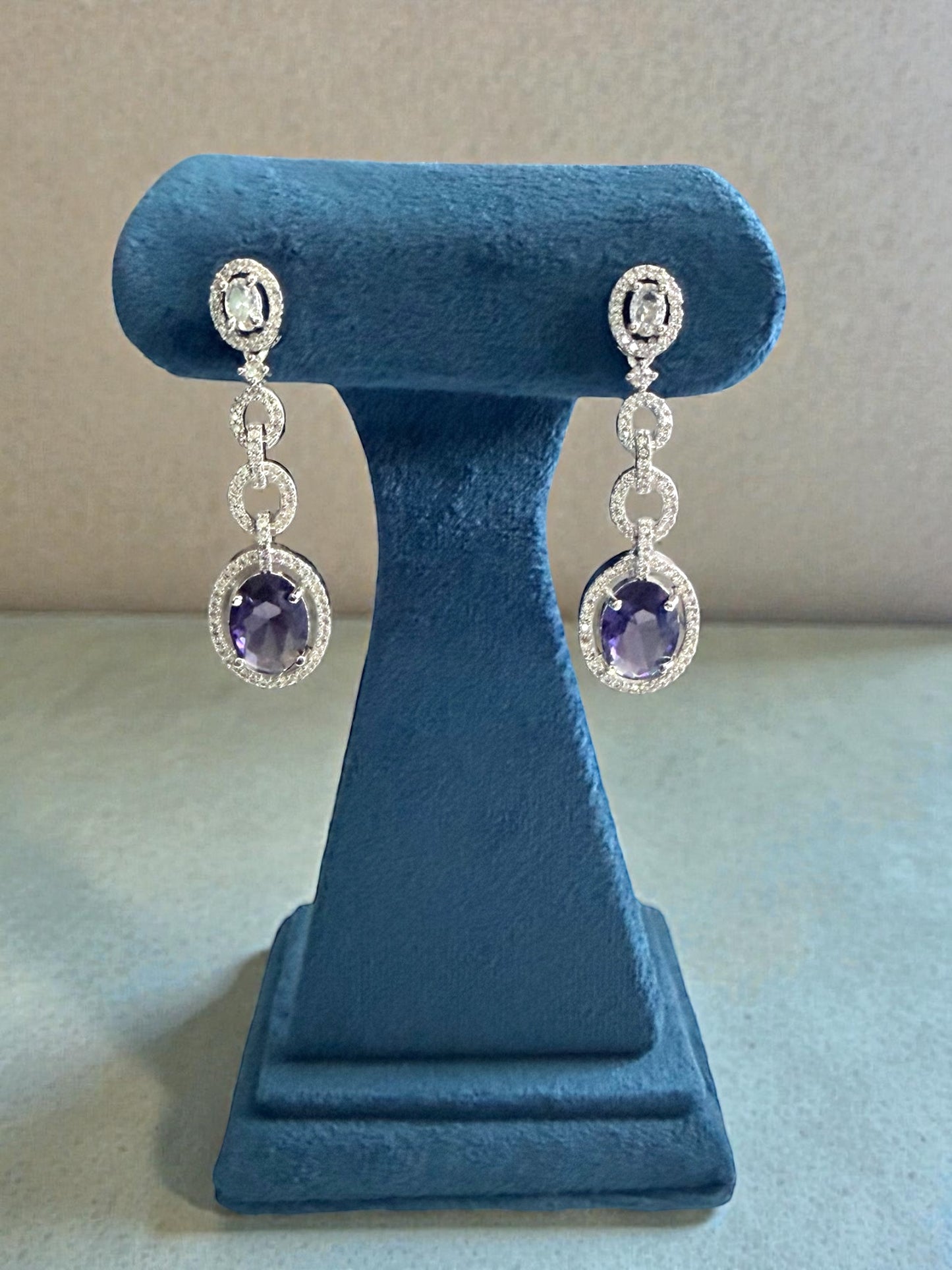 Ahalya अहल्या American Diamond Earrings in Purple