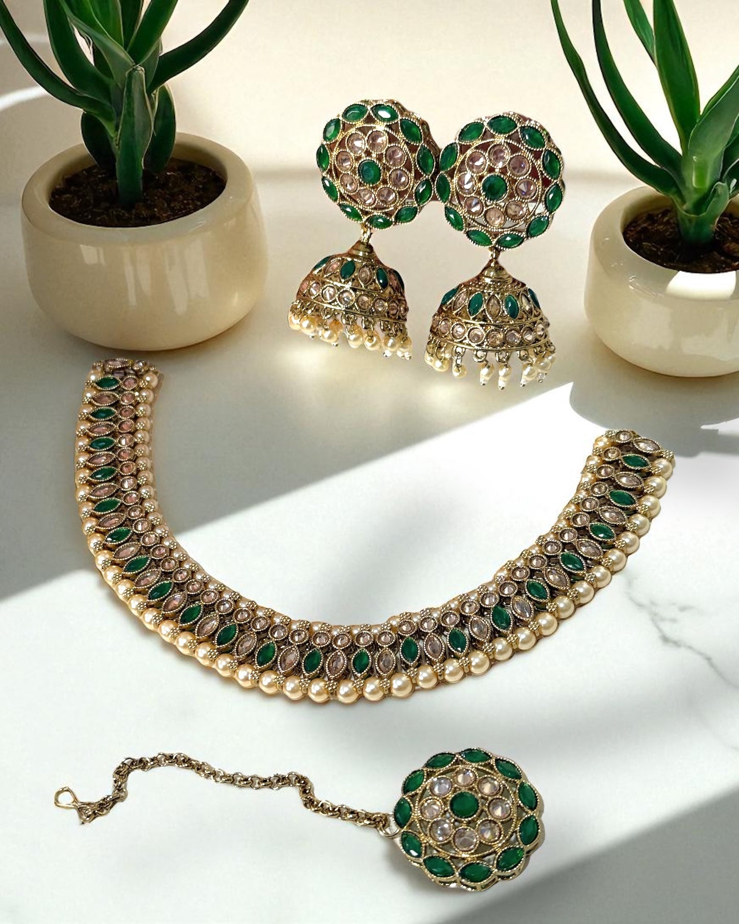 Sanika सानिका Polki Set in Green
