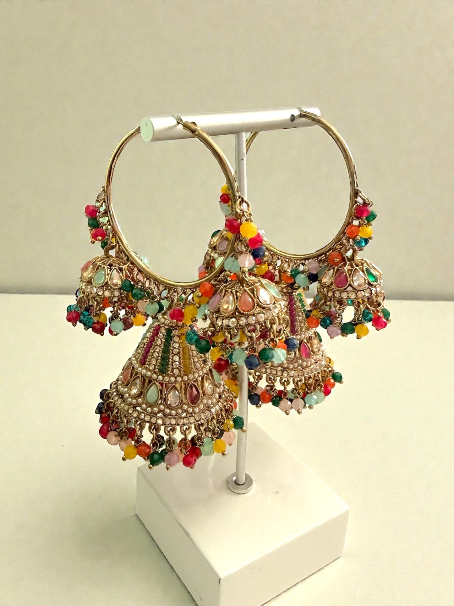 Hifza حفظة Jhumki Hoops in Multicolor