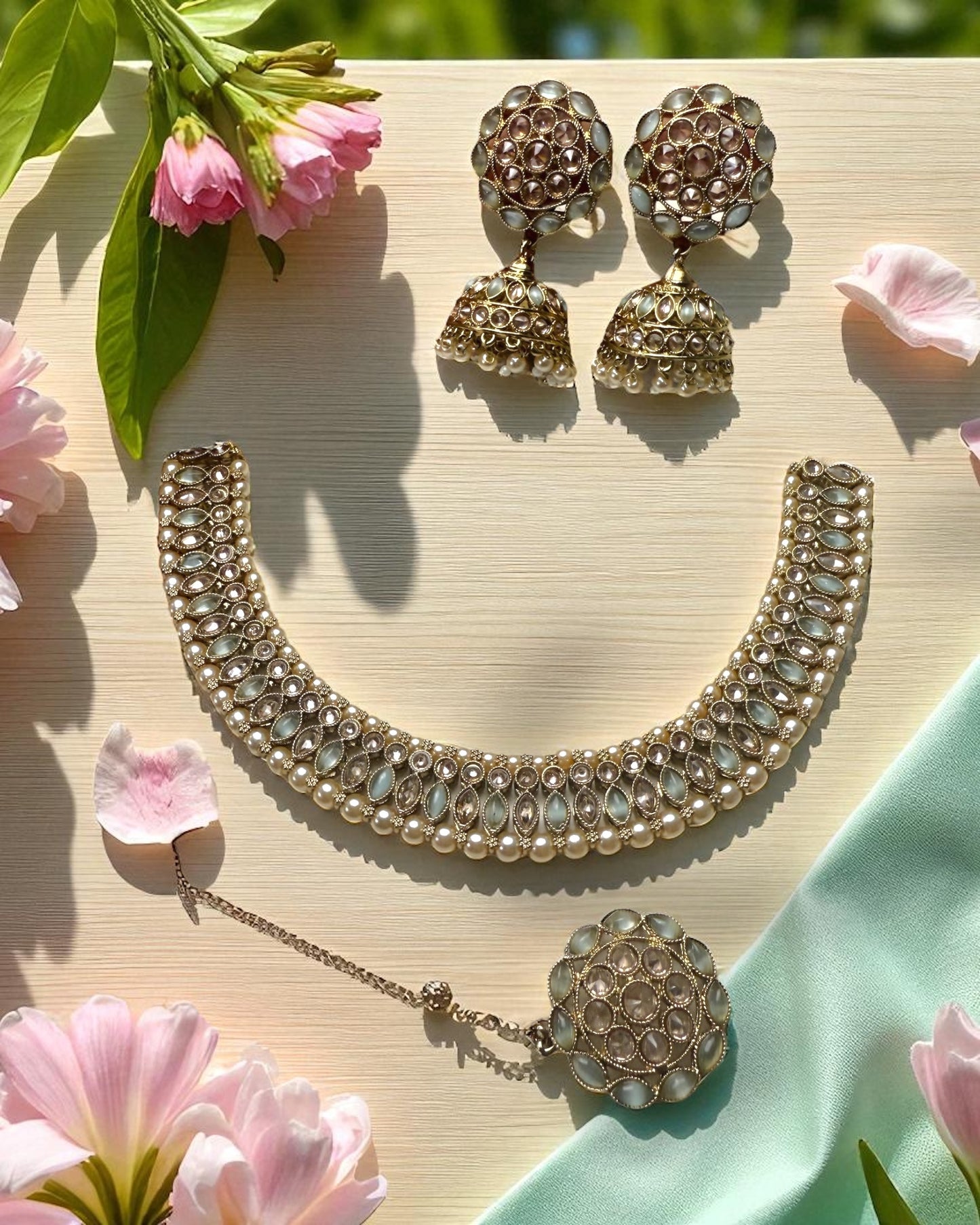 Sanika सानिका Polki Set in Ice Blue