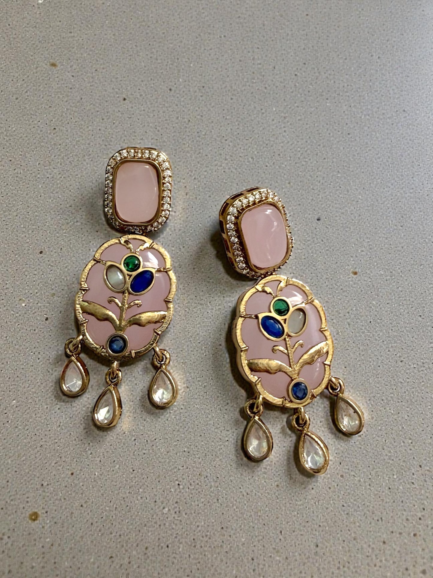 Rawiya راوية Fusion Kundan Earrings in Pink
