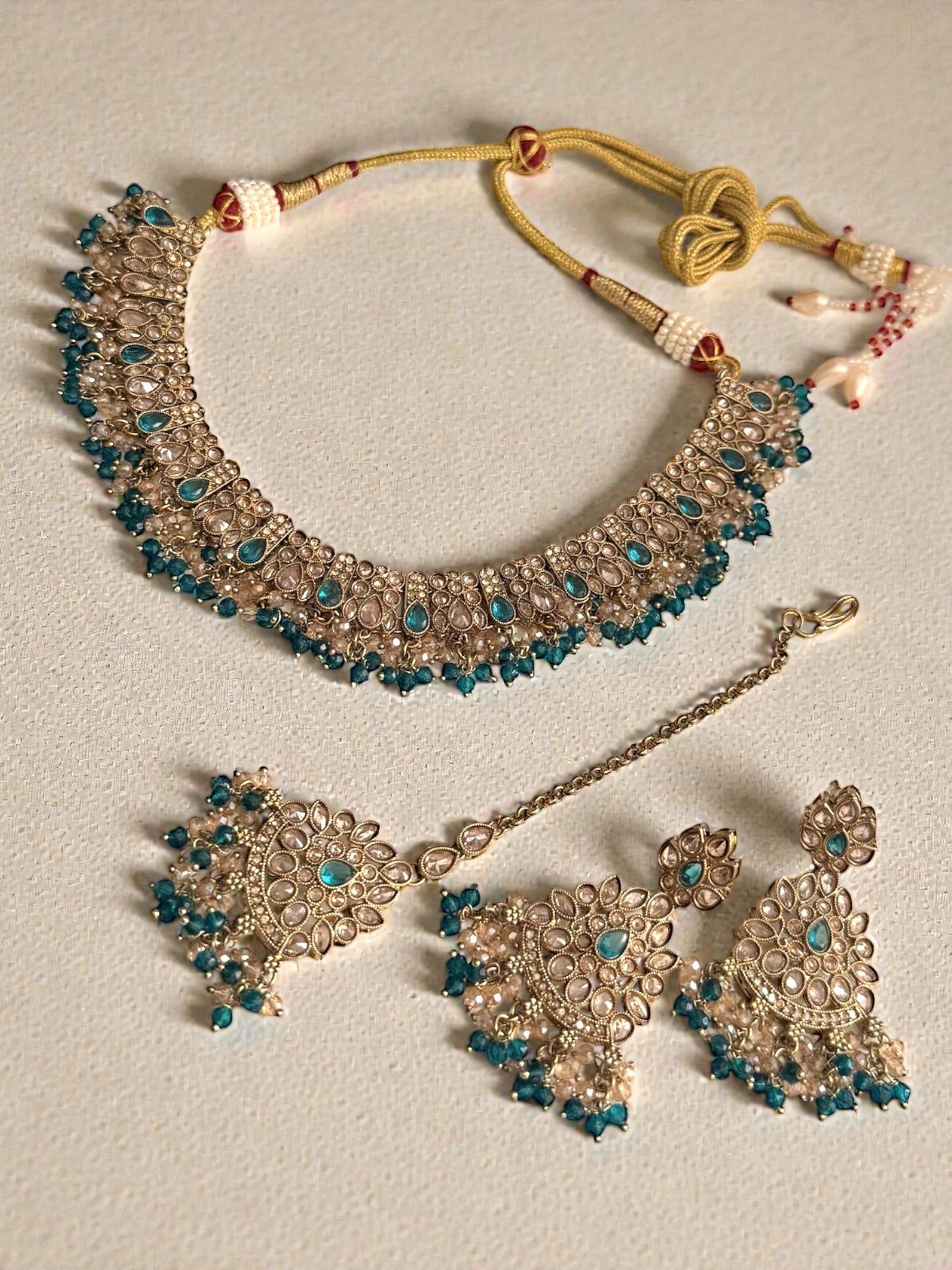 Nuha نهى Polki Set in Teal