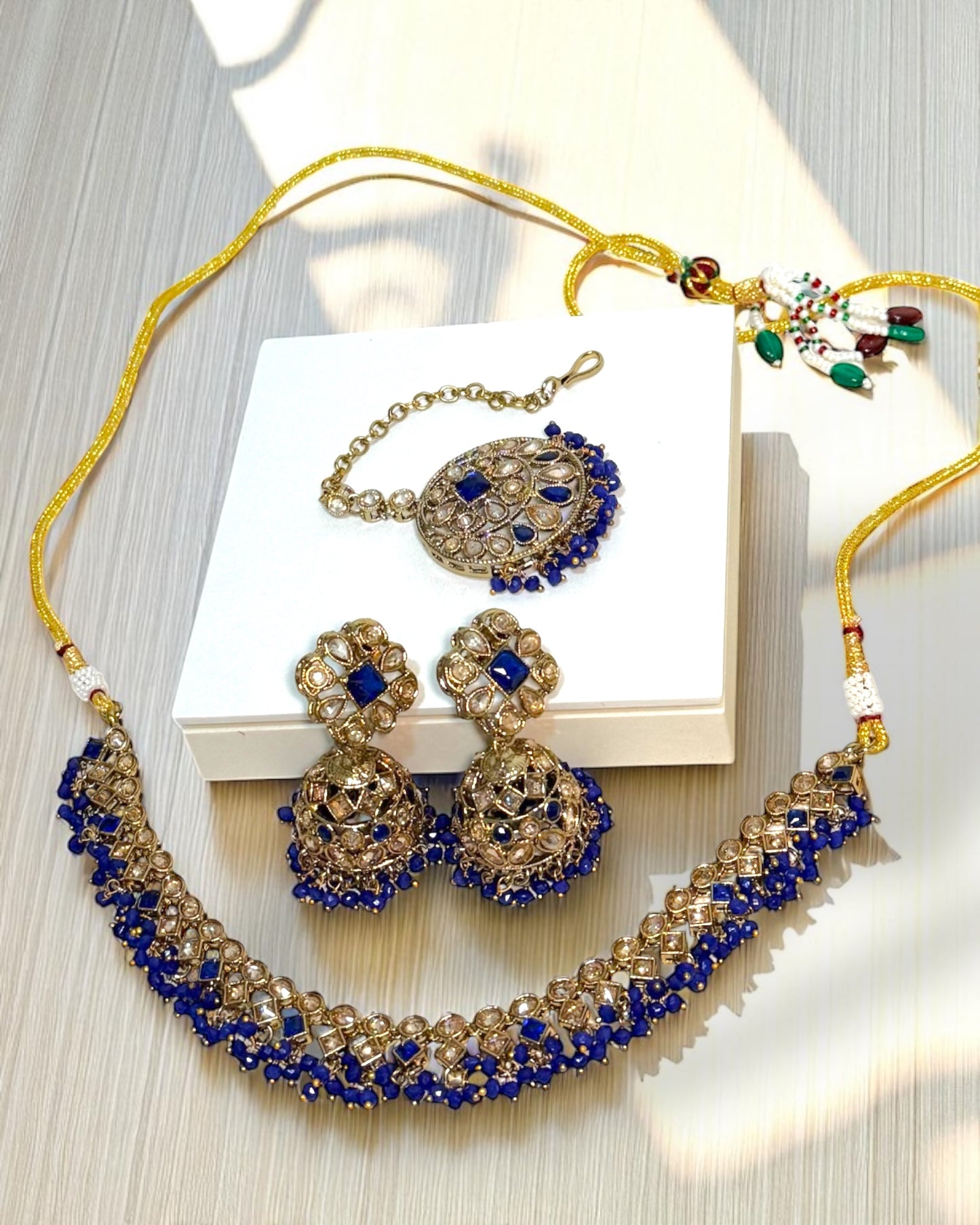 Mehrunisa مہرالنساء Dainty Polki Set in Blue