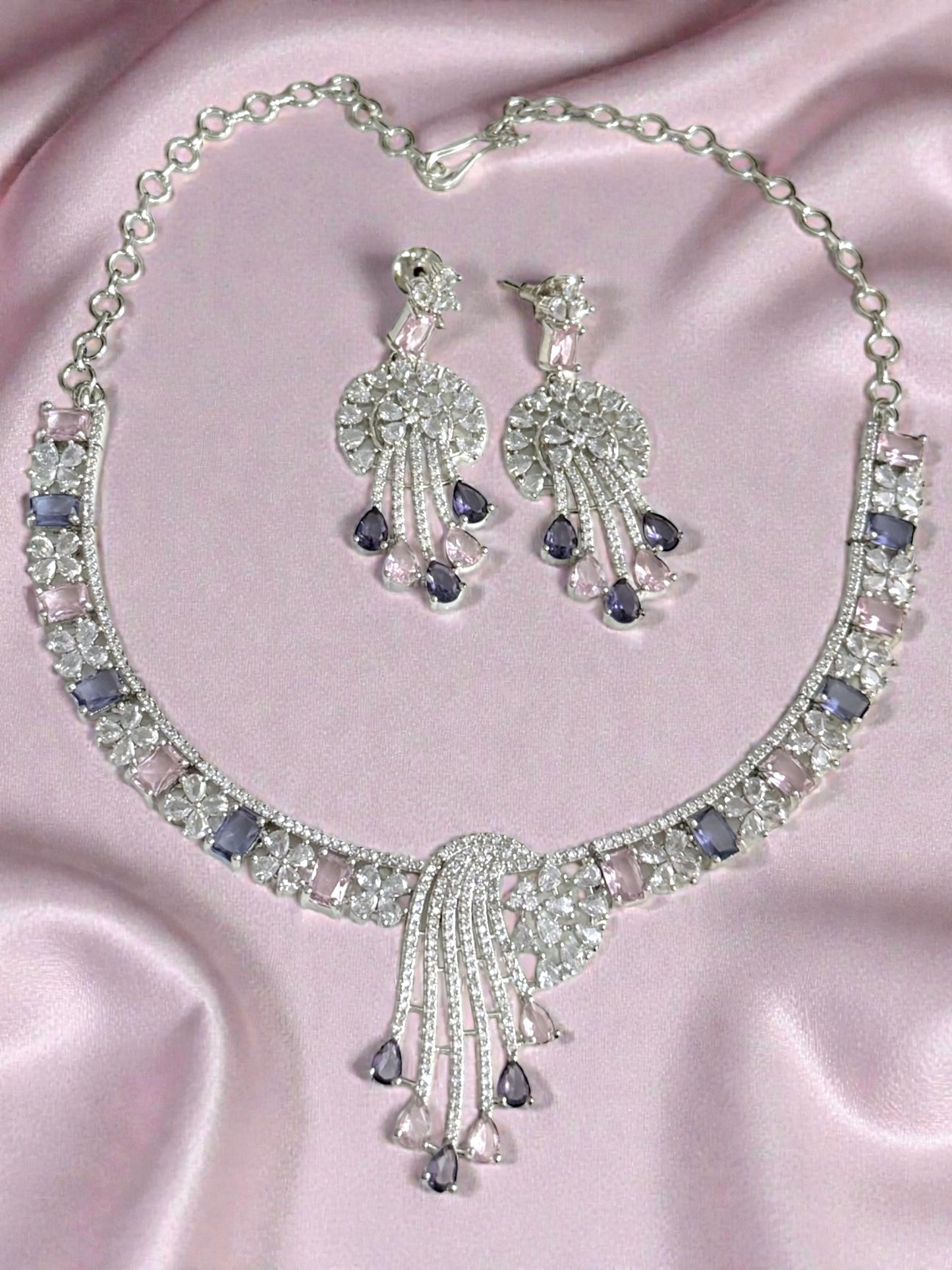 Hudae هدَاي American Diamond Set in Pink and Lavvender