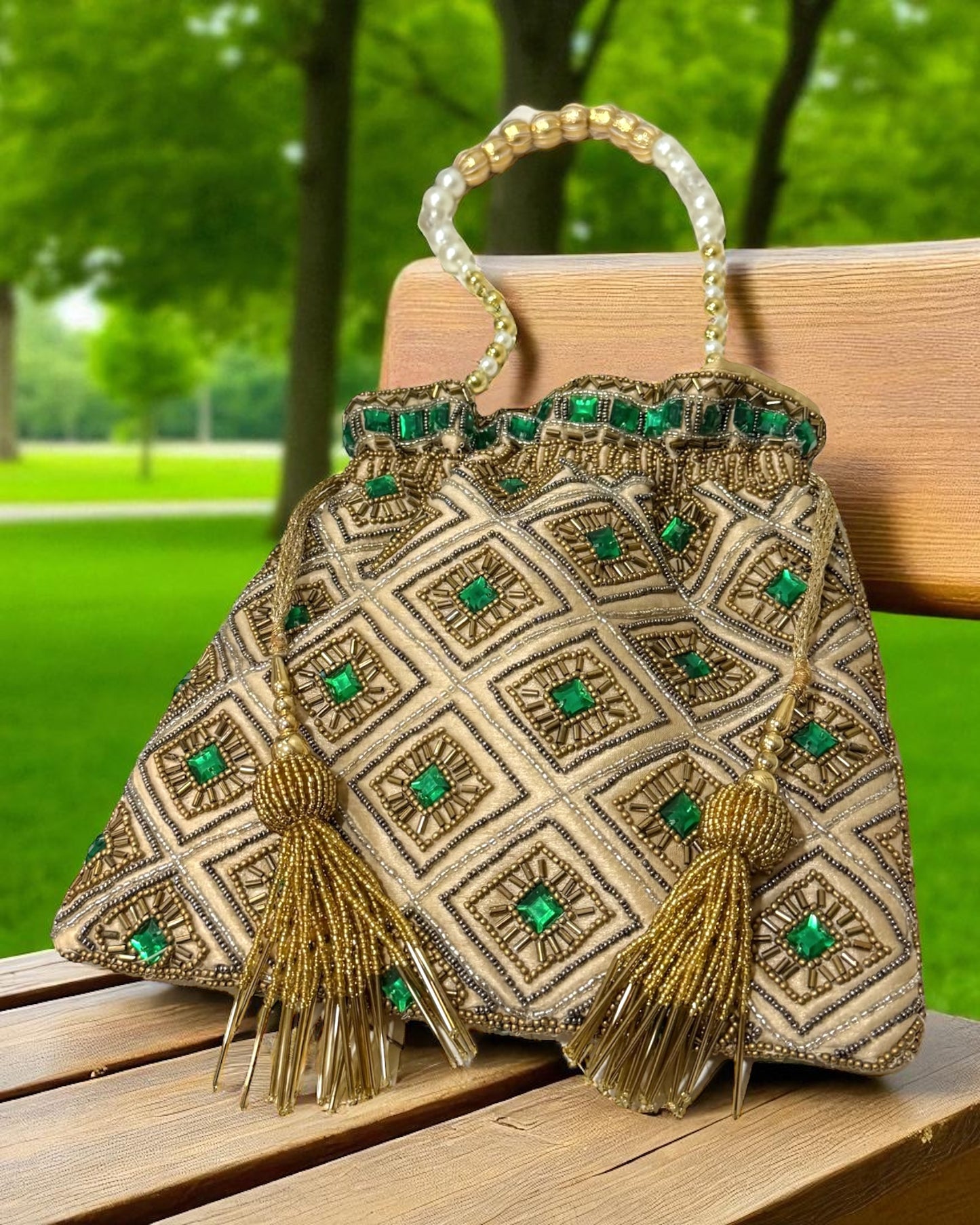 Fiza فِضَاء Potli Bag in Green