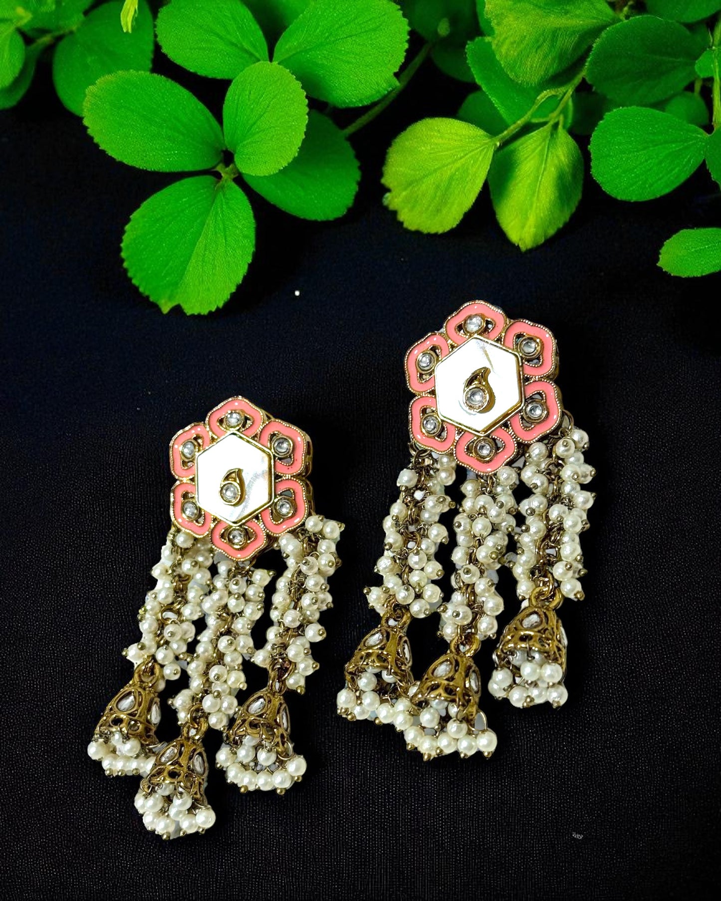 Anjali अंजली Traditional Earrings in Pink