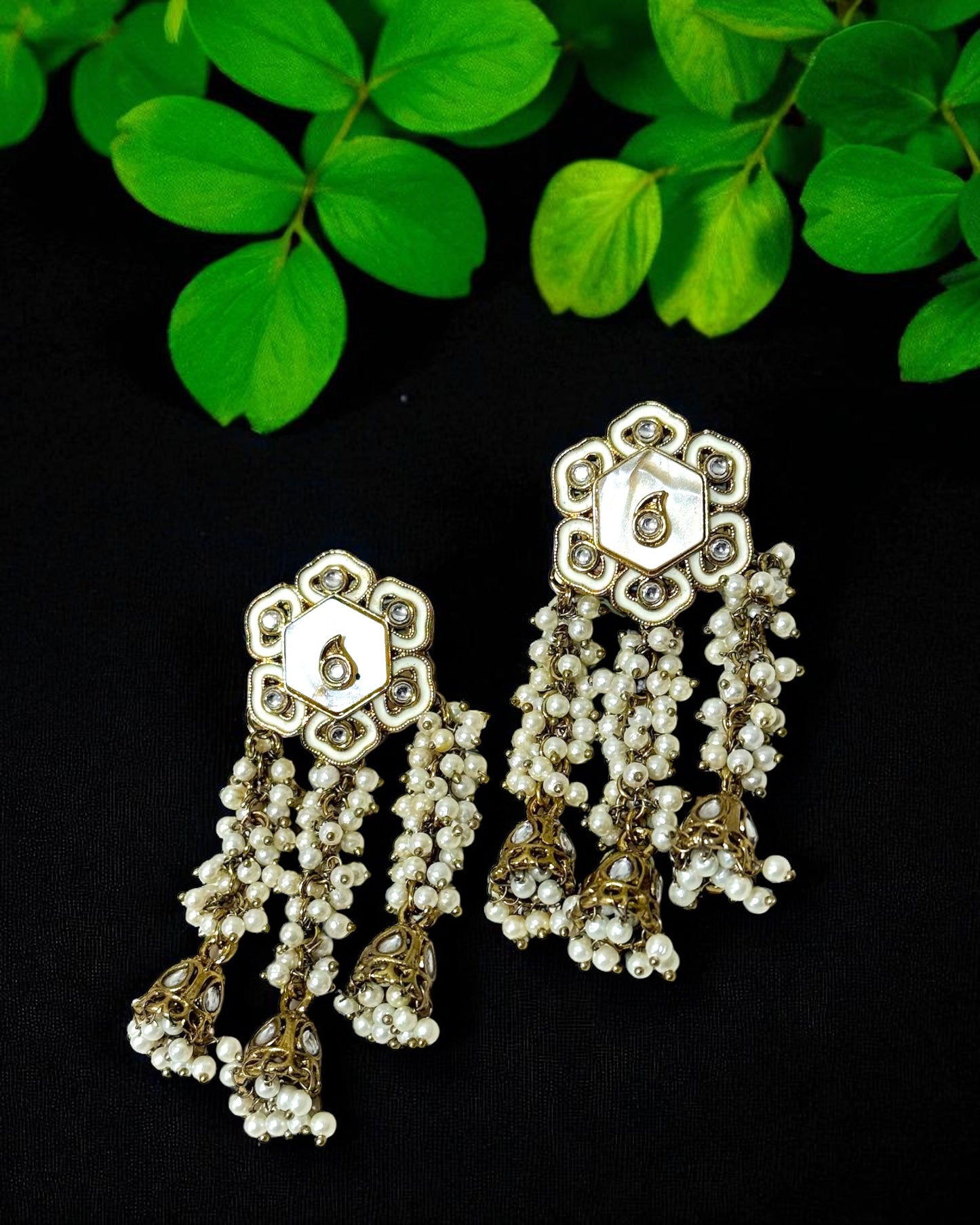 Anjali अंजली Traditional Earrings in White