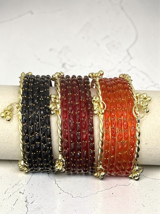 Fariha فريحة Viral Multicolor Kashmiri Glass Bangles in Size 2.6 with Premium Kashmiri Kaday