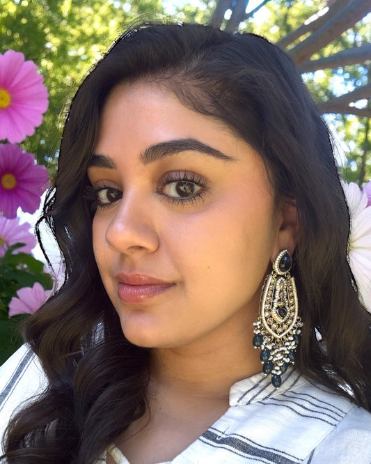 Mina مينا Polki Earrings in Blue