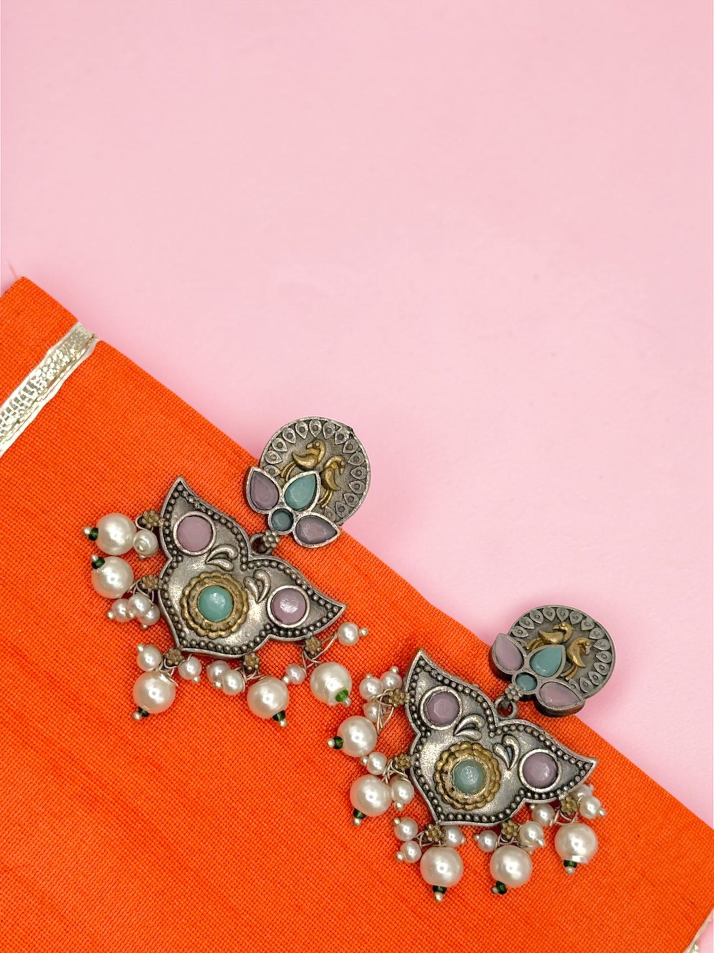 Uma उमा Silver Plated Earrings in Pastel