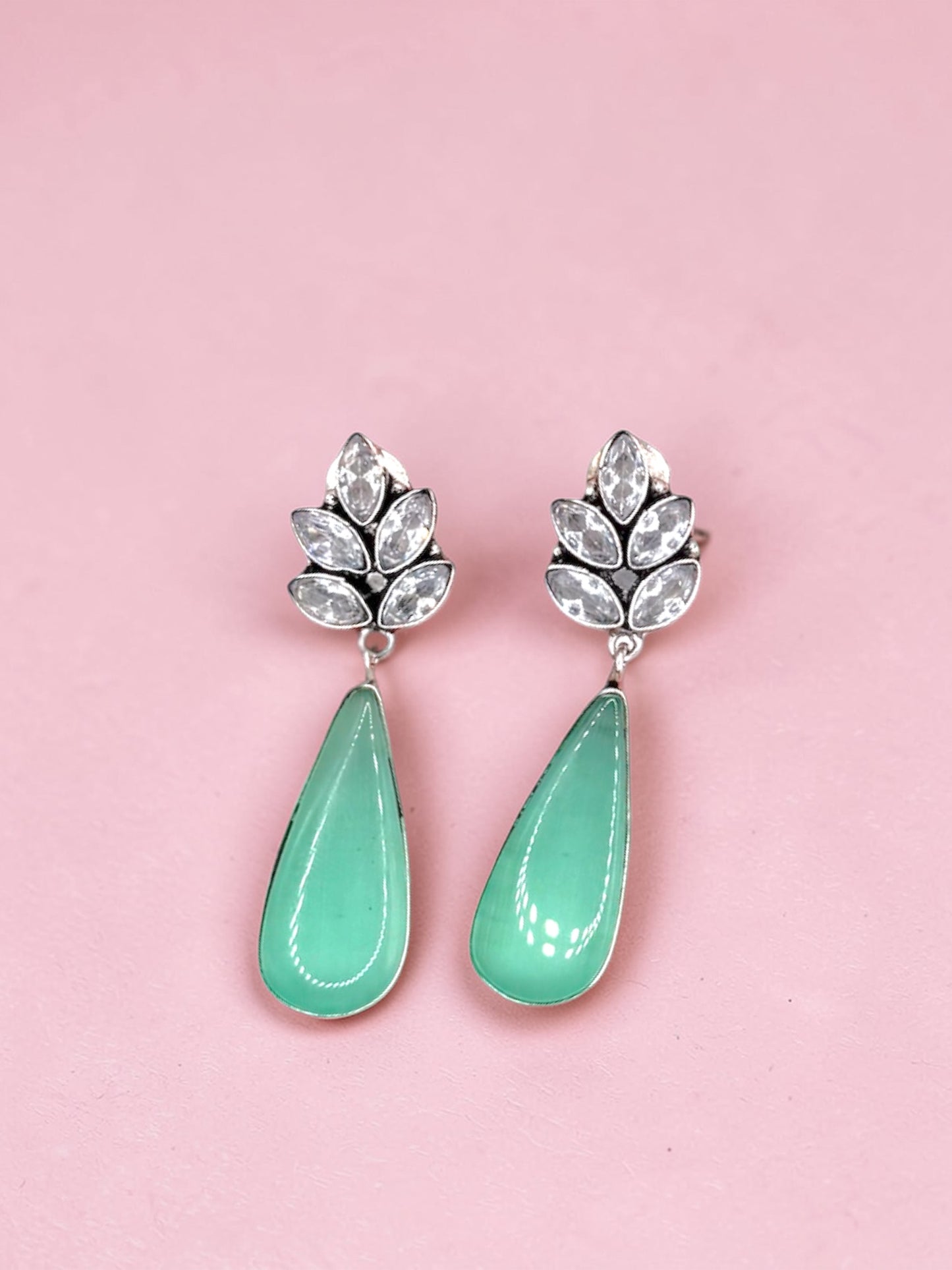 Sneha स्नेहा Silver Plated Earrings in Mint
