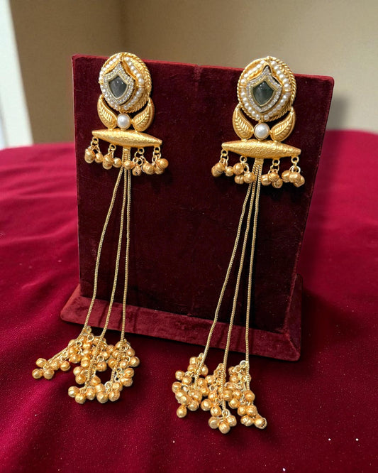 Nusrat नुसरत Viral Kashmiri Earrings with Ghungroo in Grey