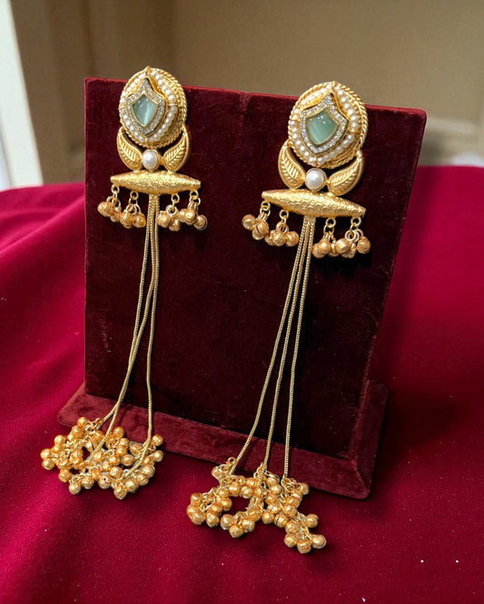 Nusrat नुसरत Viral Kashmiri Earrings with Ghungroo in Sky Blue
