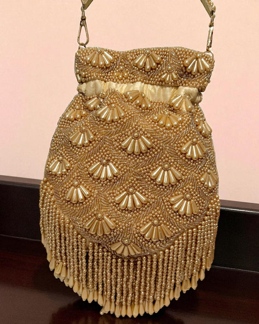 Nadia نادية Gold Pearl Bag