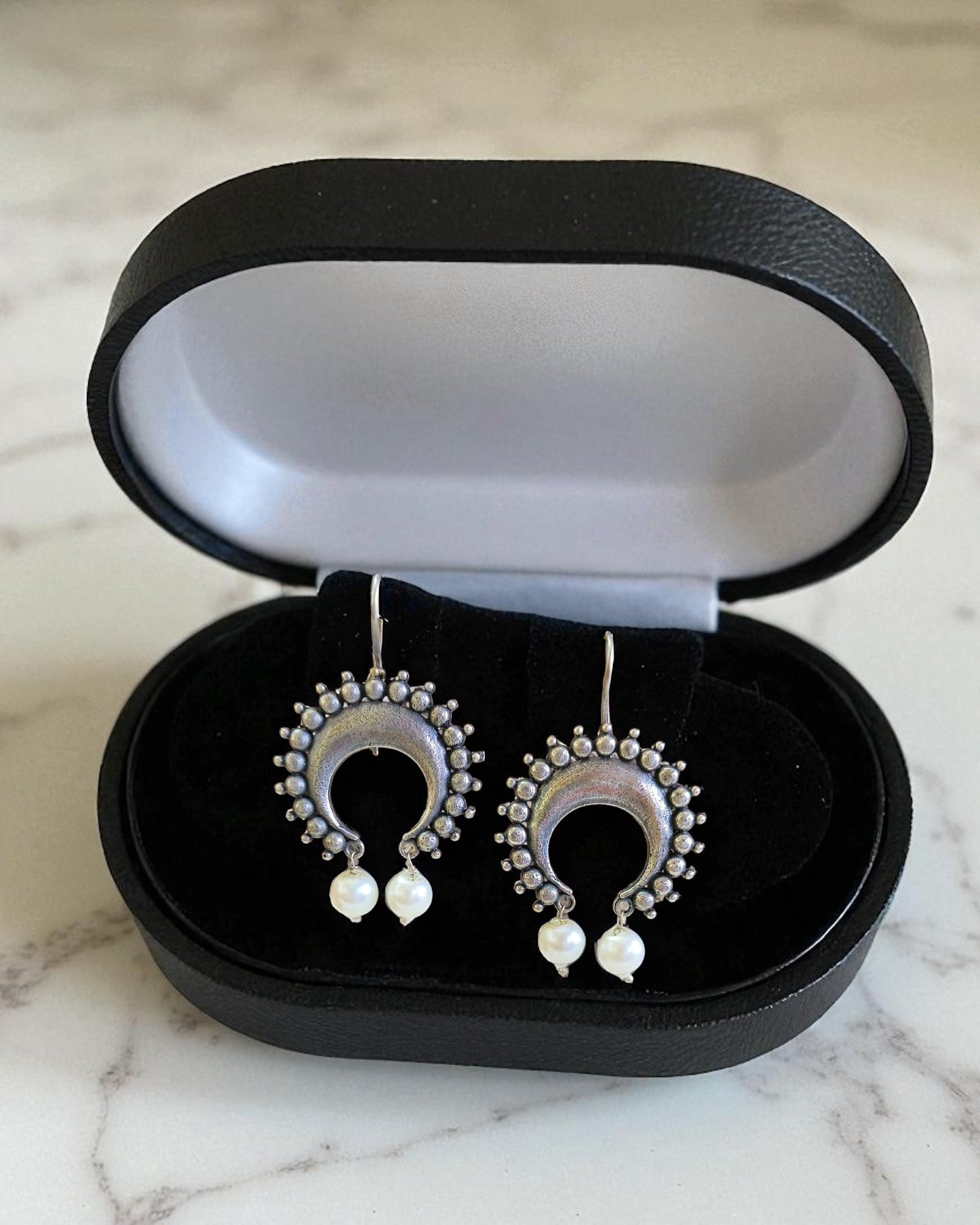 Moon Shaped Silver Plated Earrings