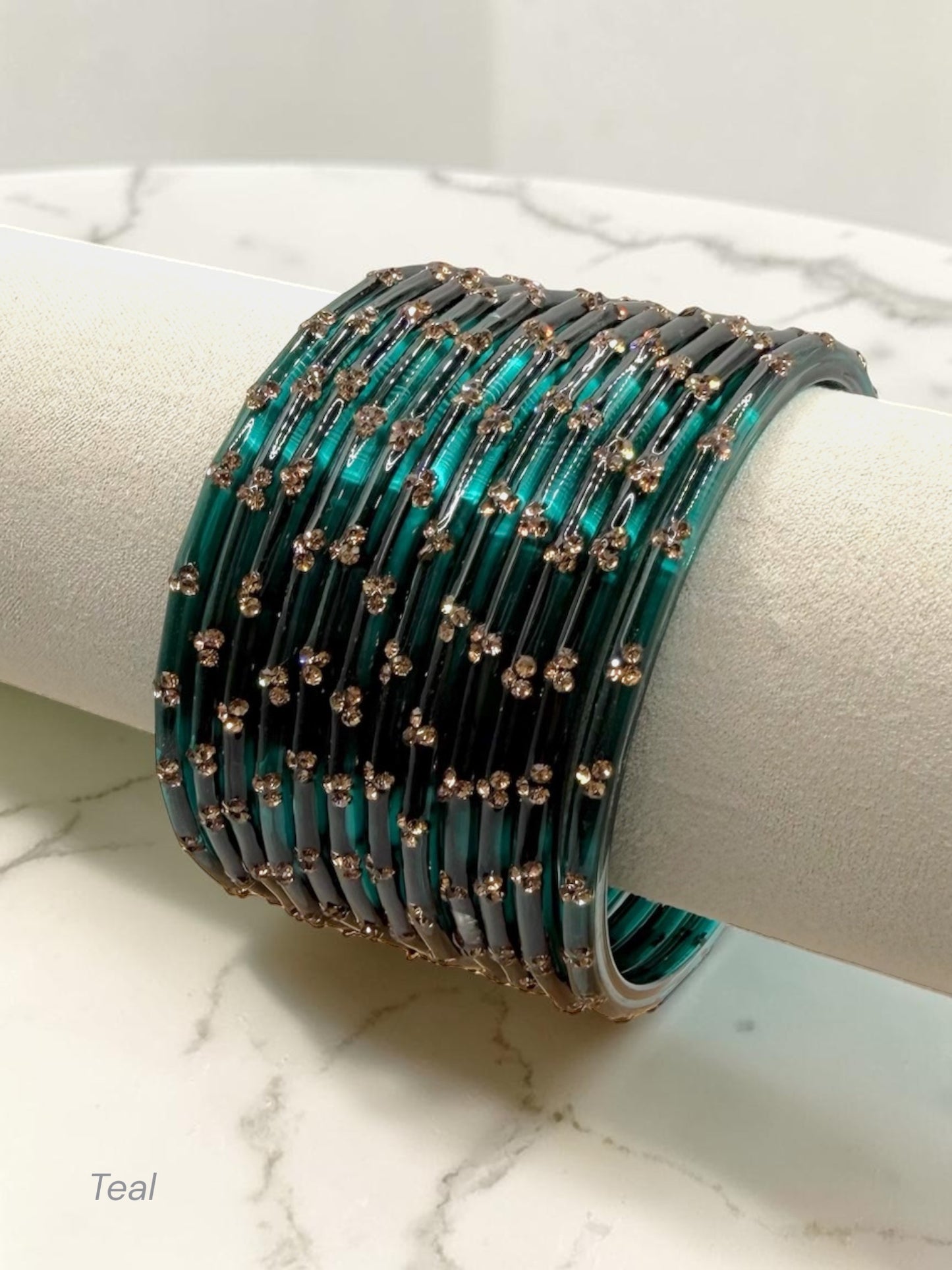 Nadia نادية Premium Quality Glass Bangles in Size 2.2, 2.4, 2.6, 2.8 - Teal