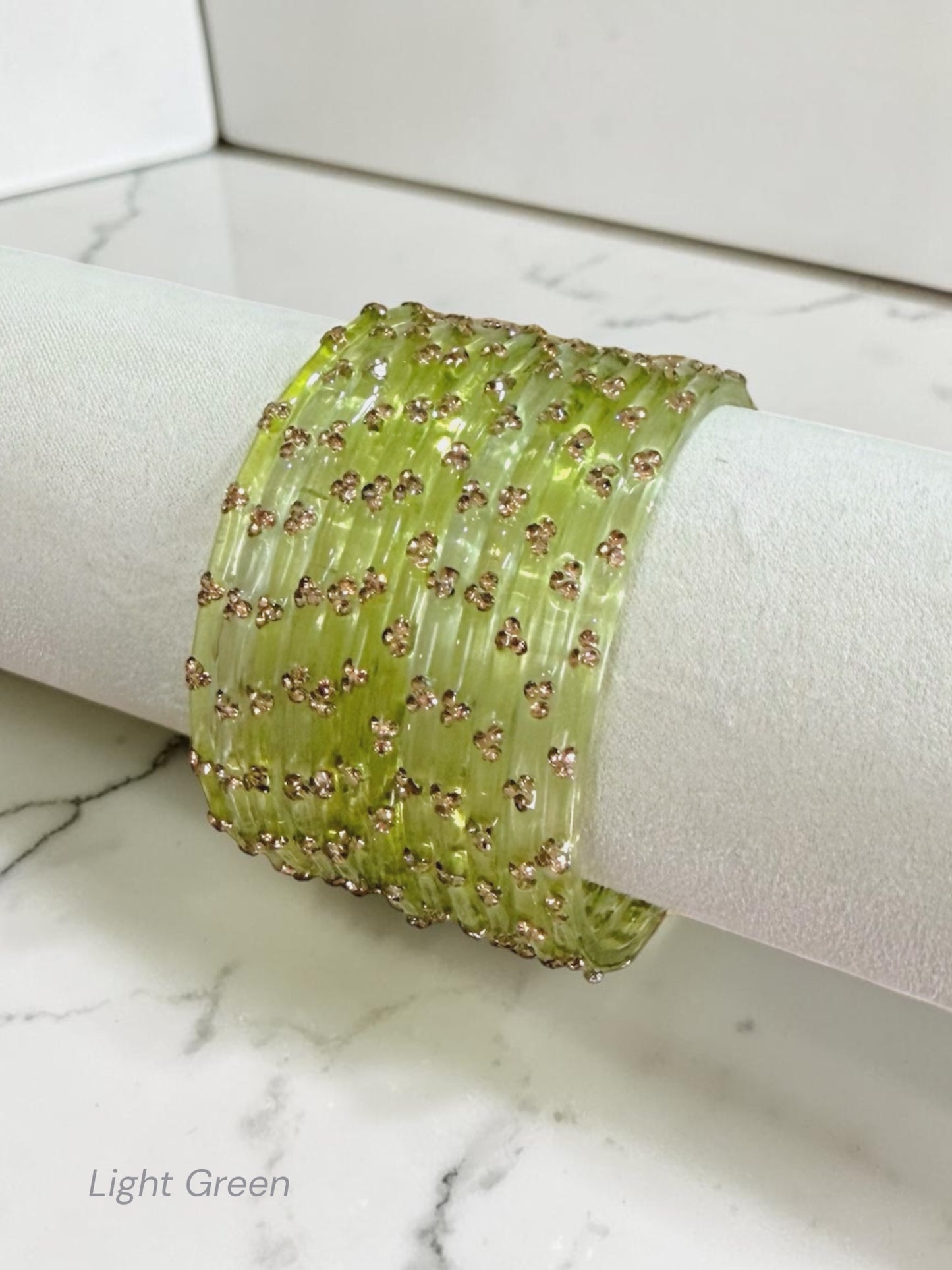 Nadia نادية Premium Quality Glass Bangles in Size 2.2, 2.4, 2.6, 2.8 - Light Green