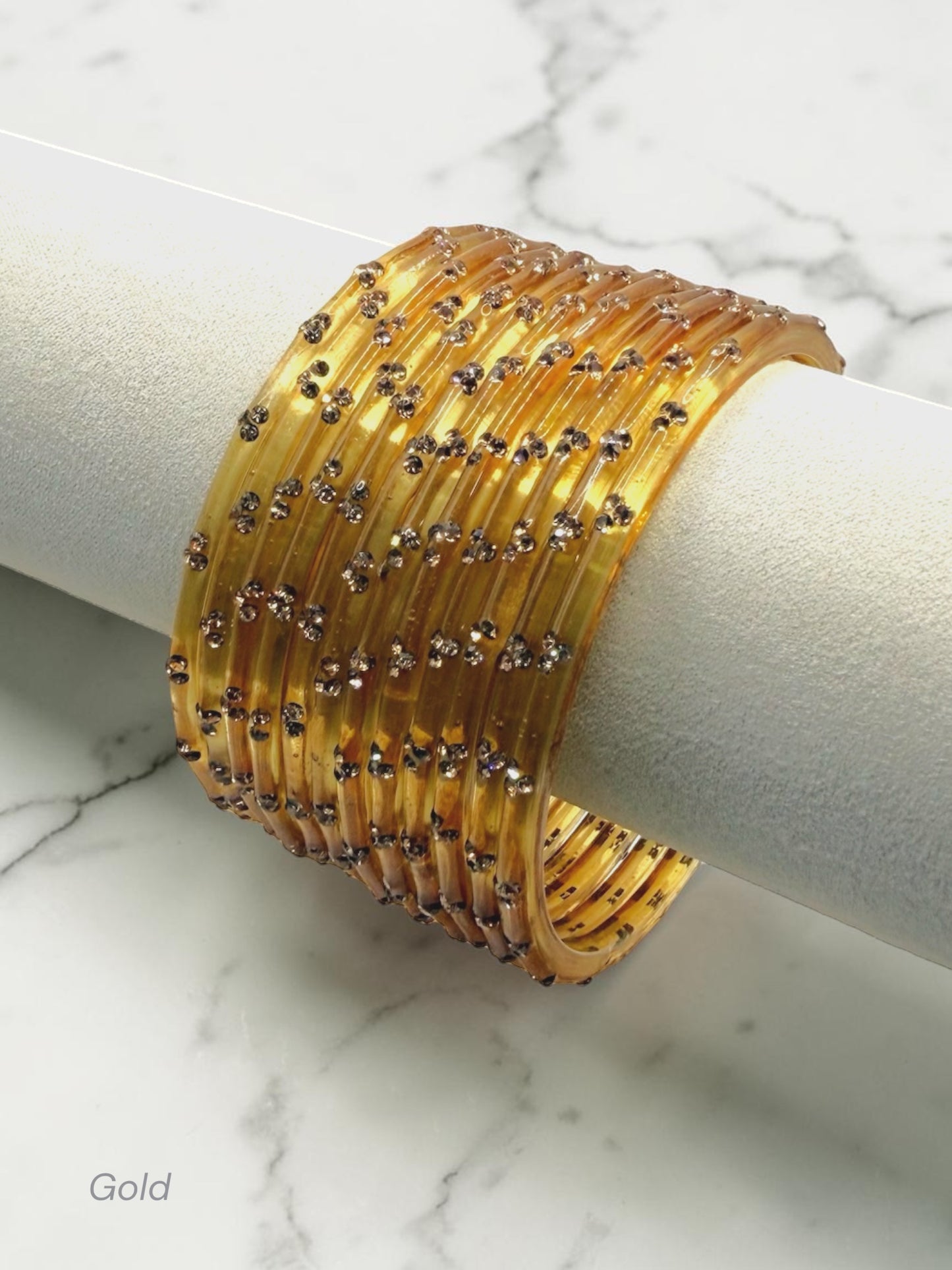 Nadia نادية Premium Quality Glass Bangles in Size 2.2, 2.4, 2.8 - Gold