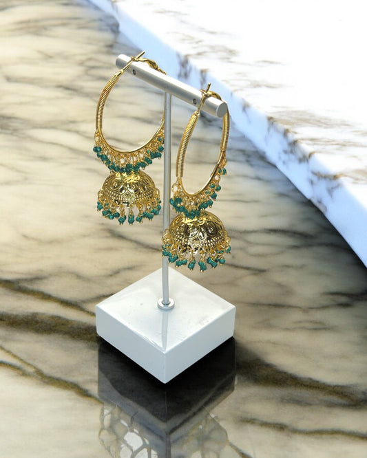 Shamsa شمسة Jhumkay Hoops in Teal Blue