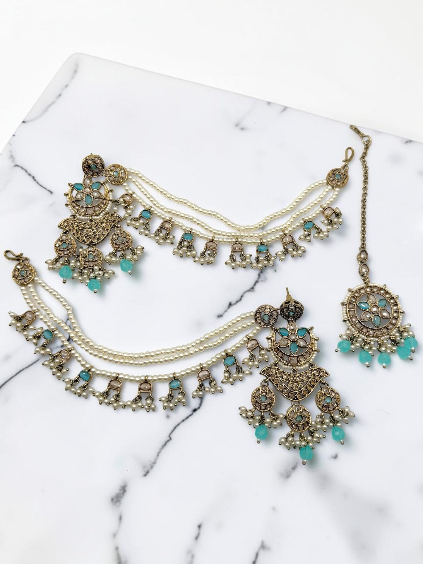 Ambalika अंबालिका Polki Earring Saharay in Sky Blue